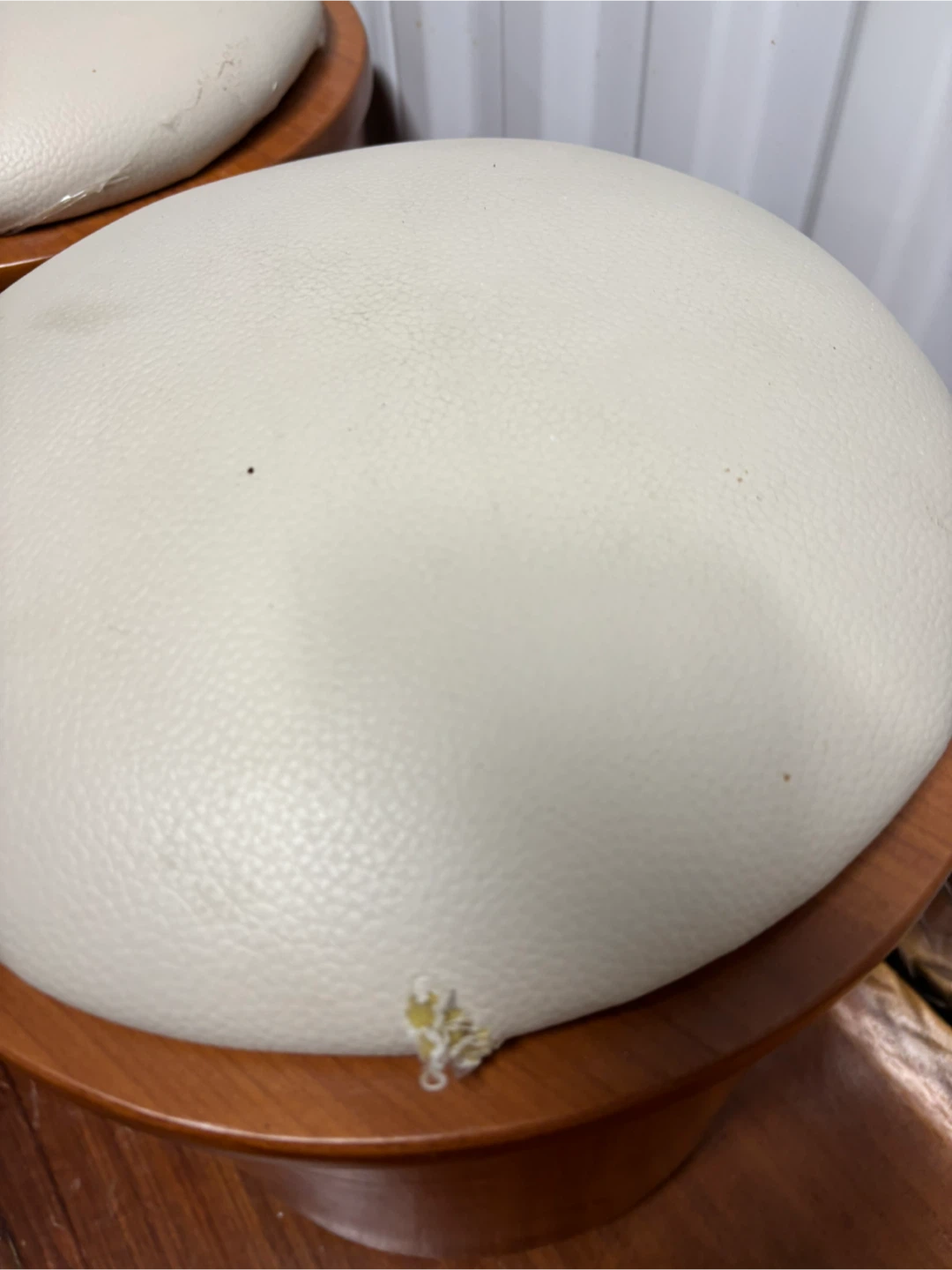 Pair of Wood & Cream Stools on Wheels - photo 3