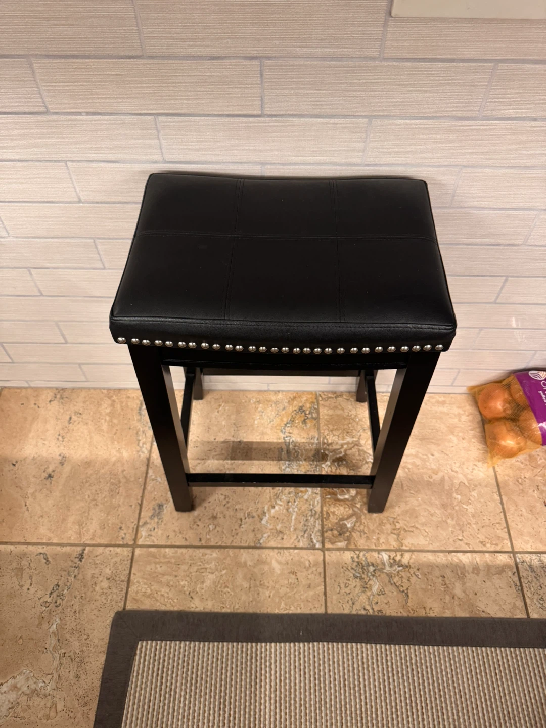 SET OF 2 Black Upholstered Counter-Height Bar Stools - photo 2