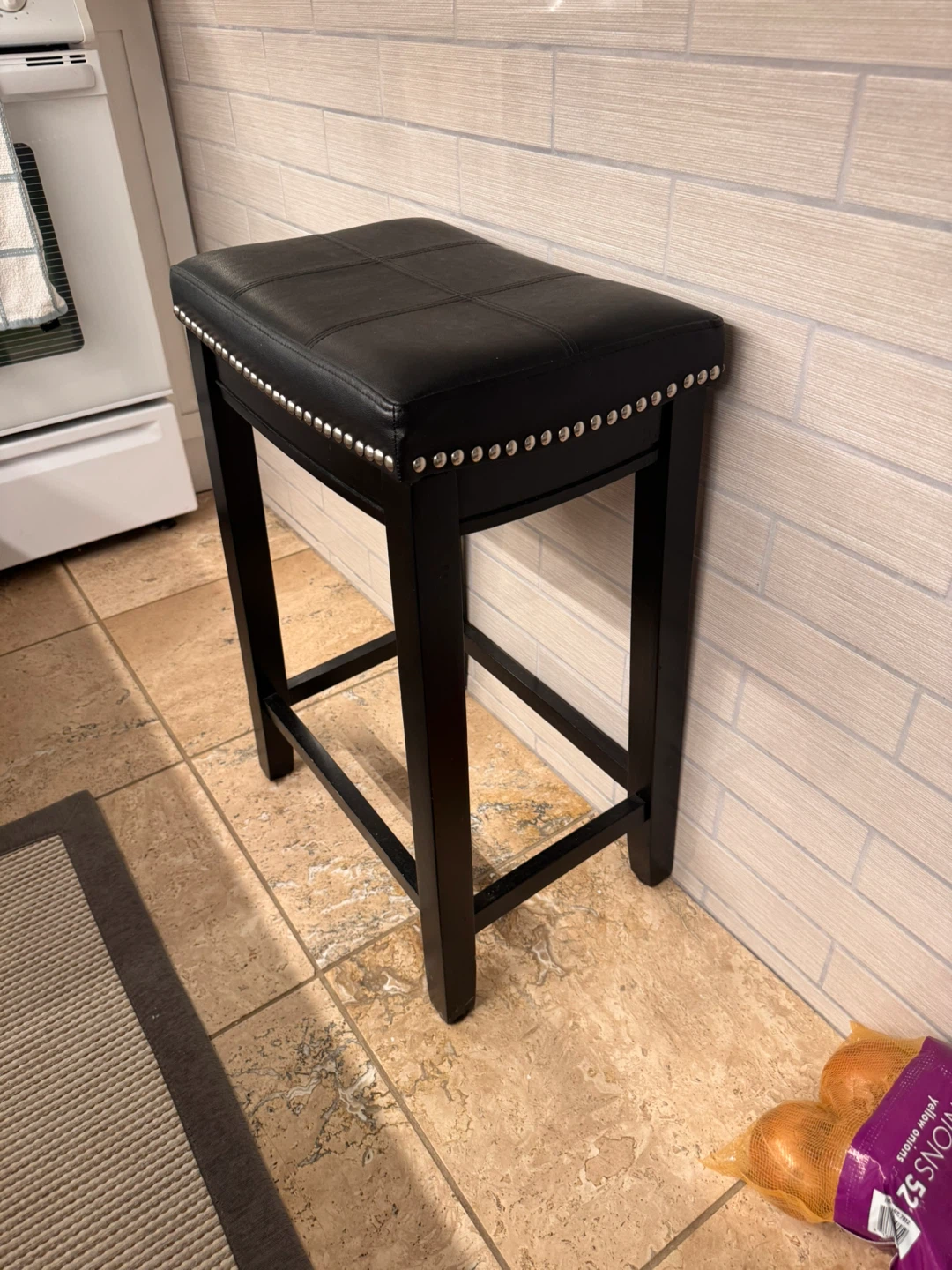 SET OF 2 Black Upholstered Counter-Height Bar Stools