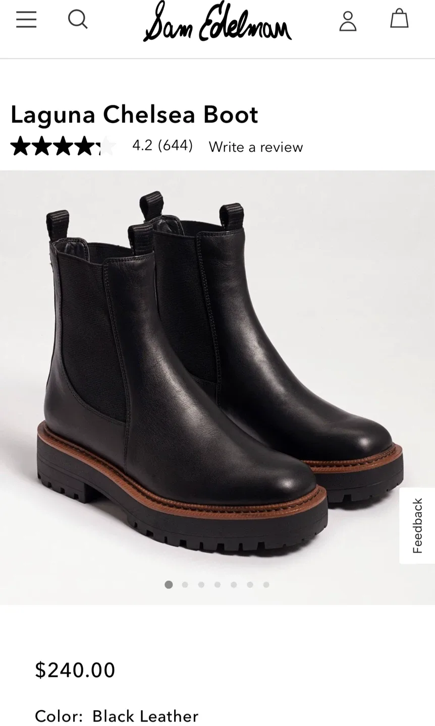 Sam Edelman Black Leather Chelsea Boots - Size 9 image indicator(9)