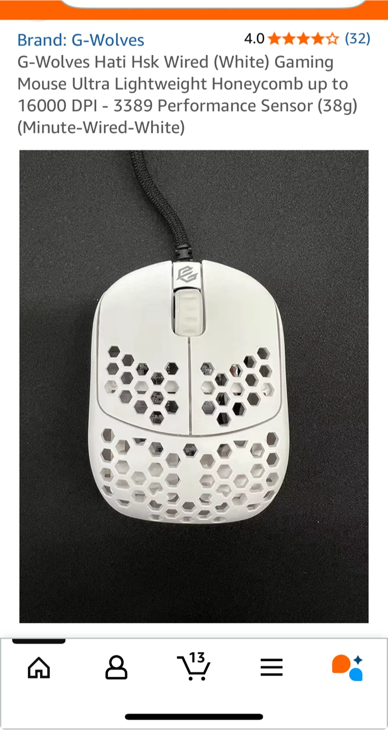 G-Wolves Husky Hsk Wired Gaming Mouse (White)