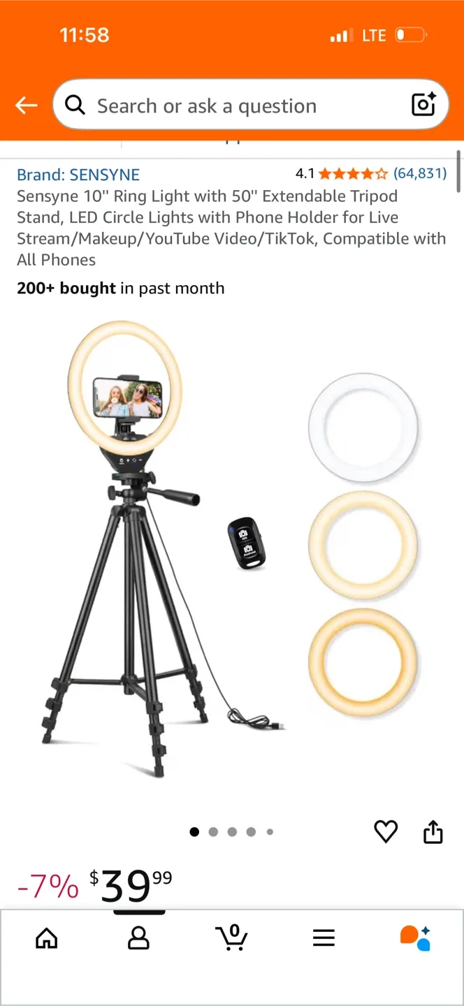 Sensyne 10" Ring Light with Tripod Stand image indicator(2)