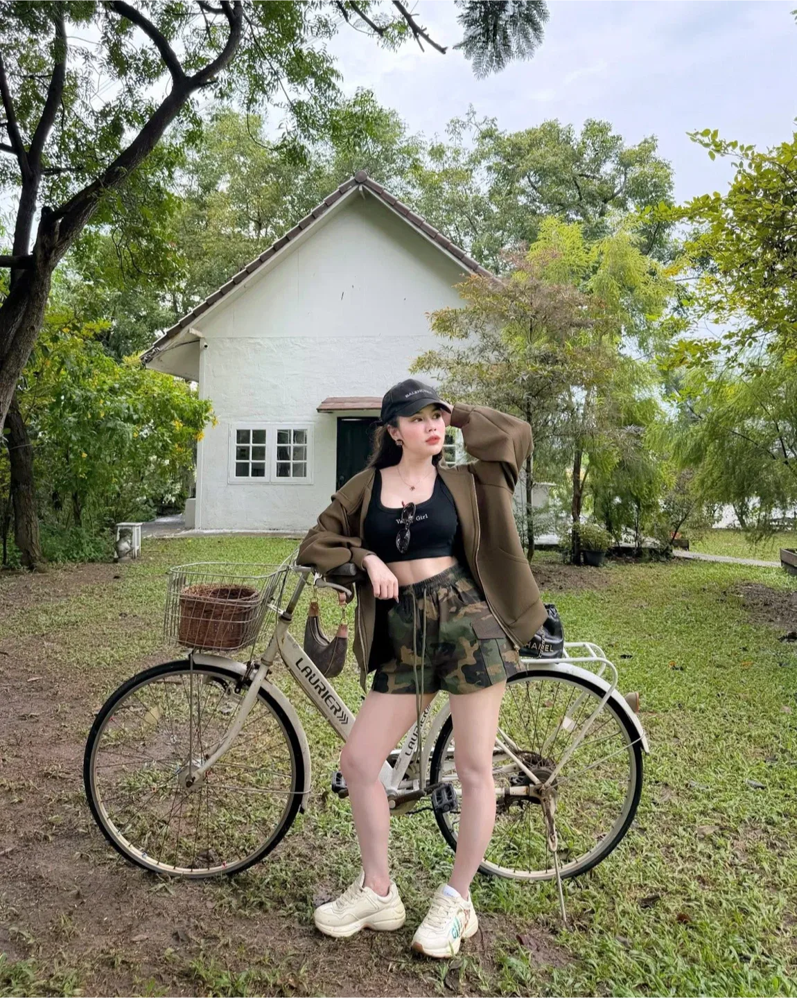 Valley Girl Camo Shorts, Top & Olive Green Hoodie Set