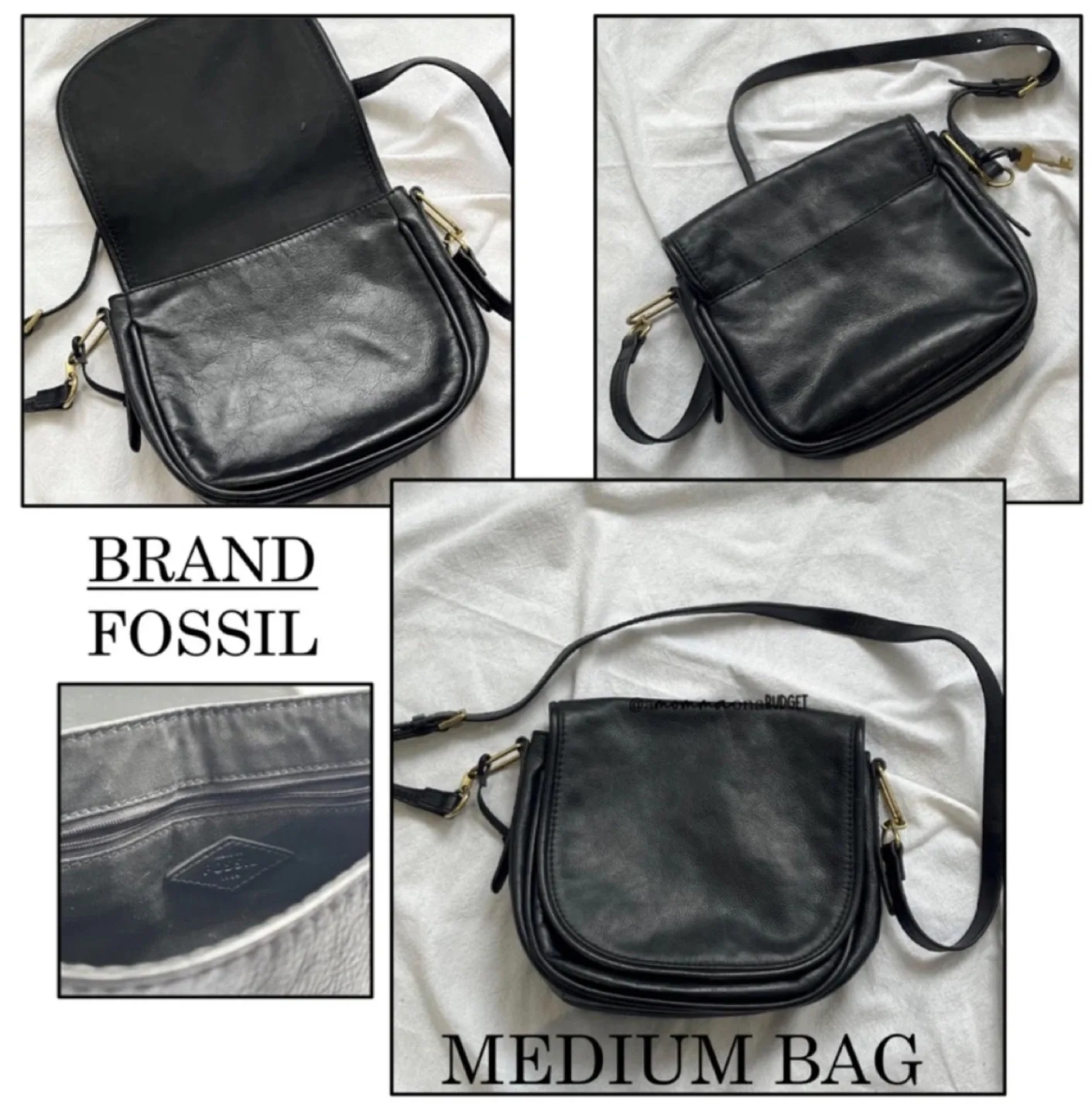 Fossil Black Leather Medium Bag