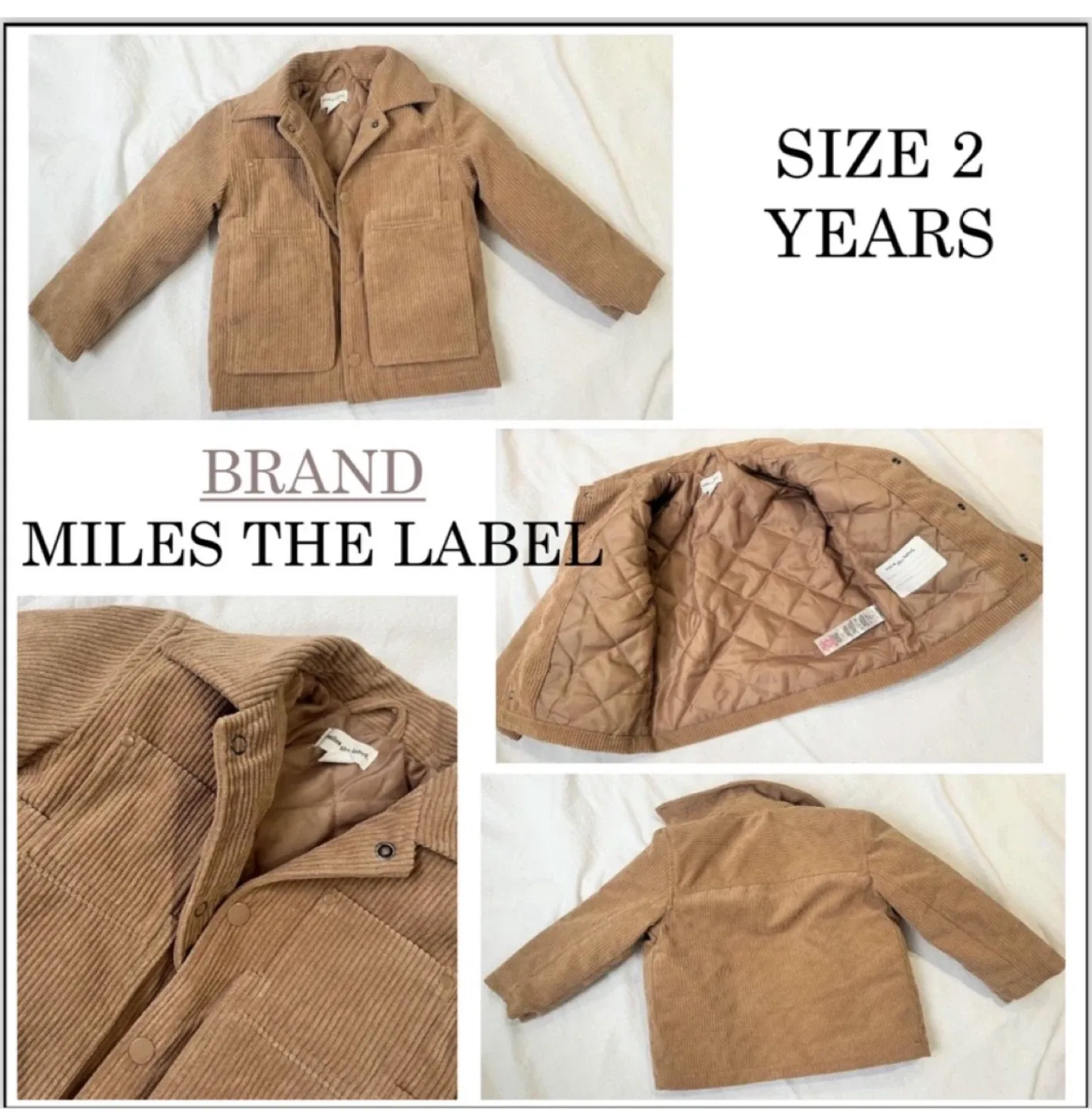Miles The Label Corduroy Jacket - Size 2 Years