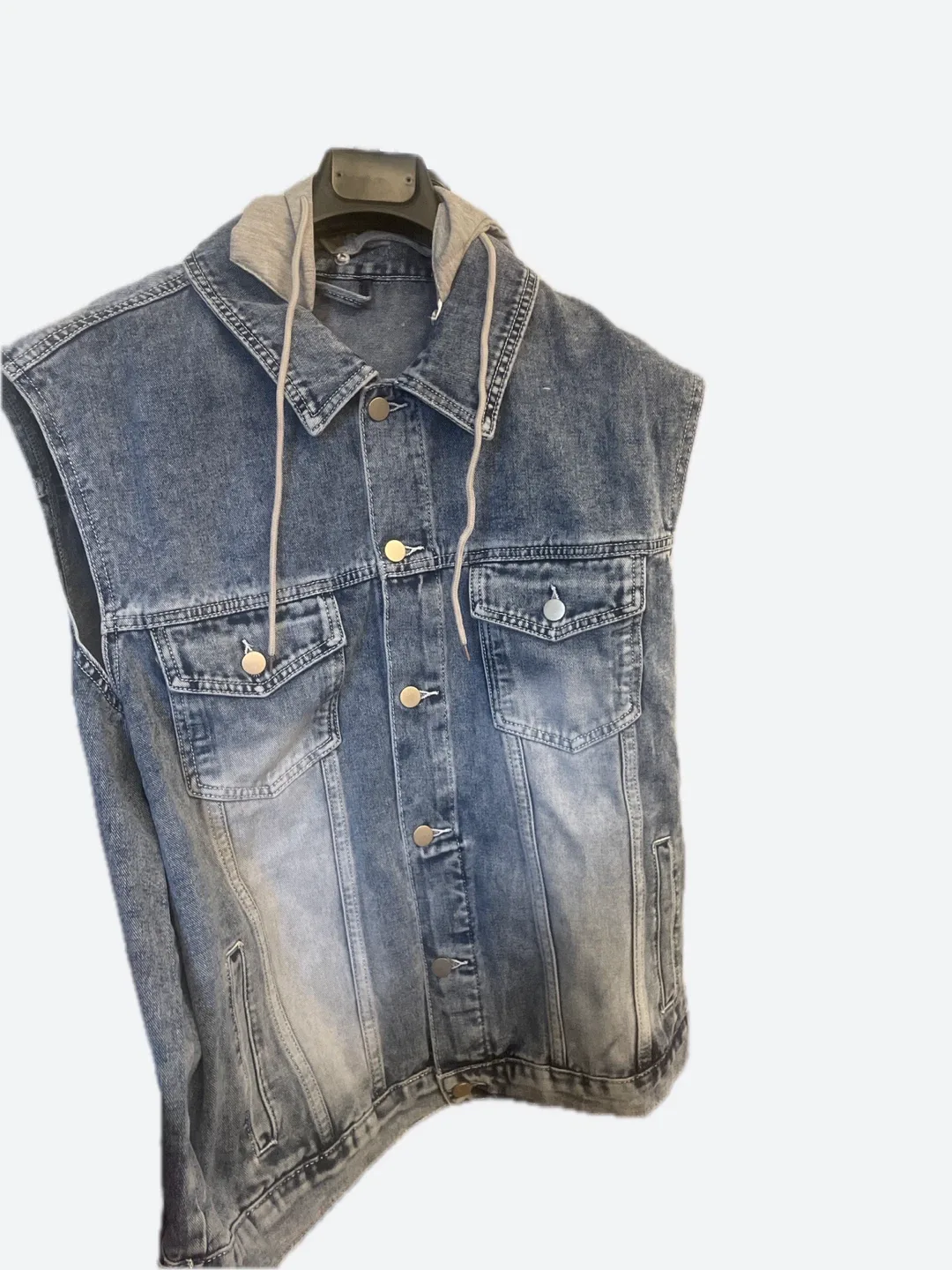 Denim Vest with Hood - Size Unknown