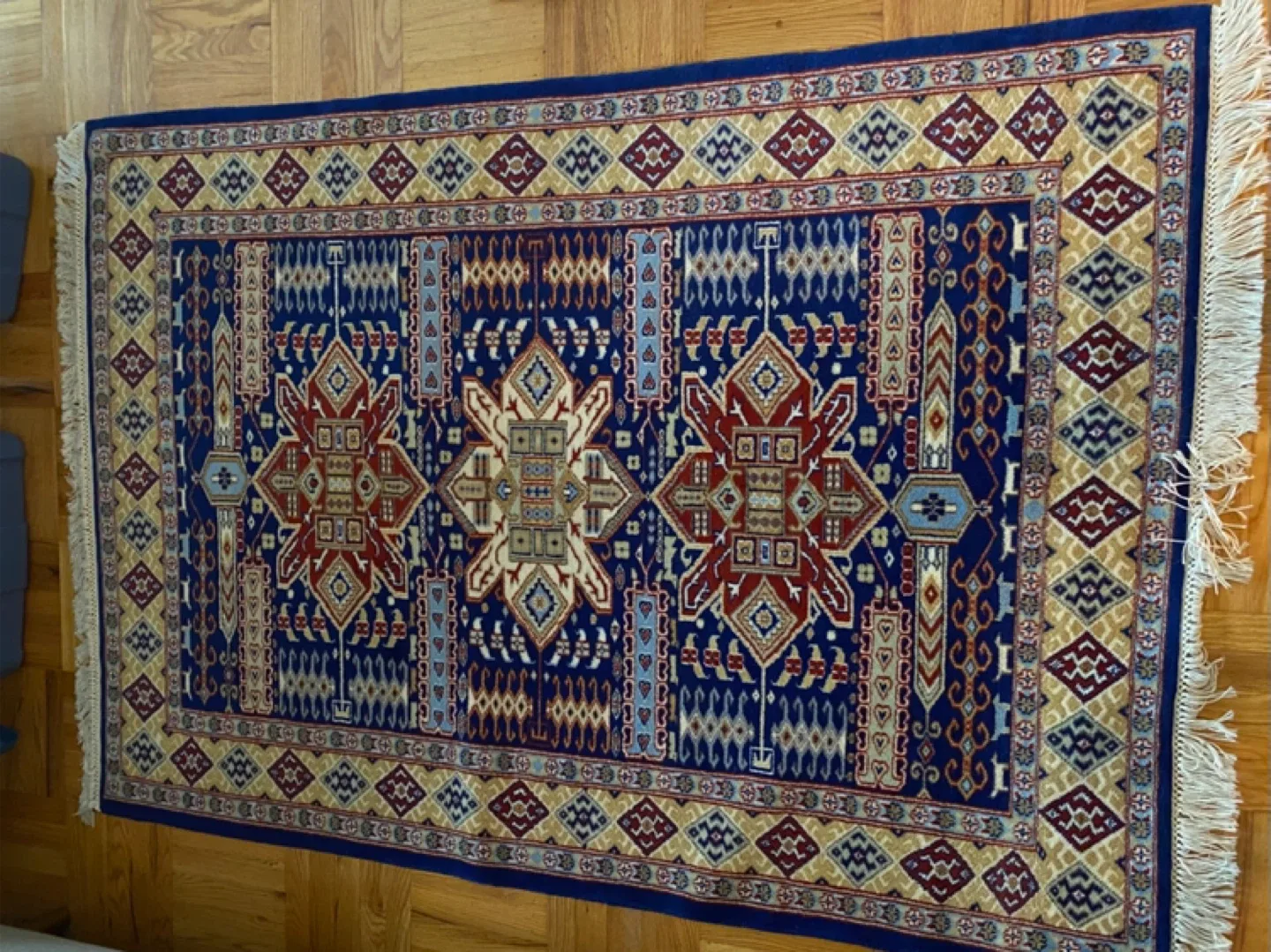 Tibetan Area Rug - Blue, Red, Beige