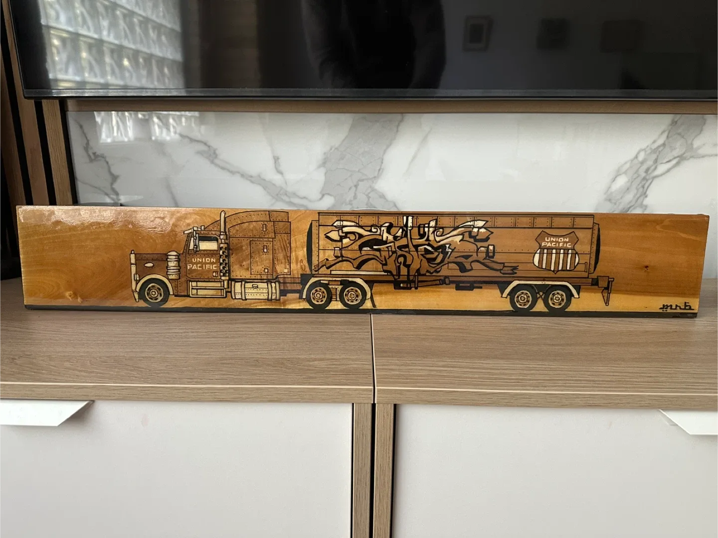 ORIGINAL VINTAGE GRAFFITI TRUCK PAINTING OIL EPOXY WOOD ART WORK