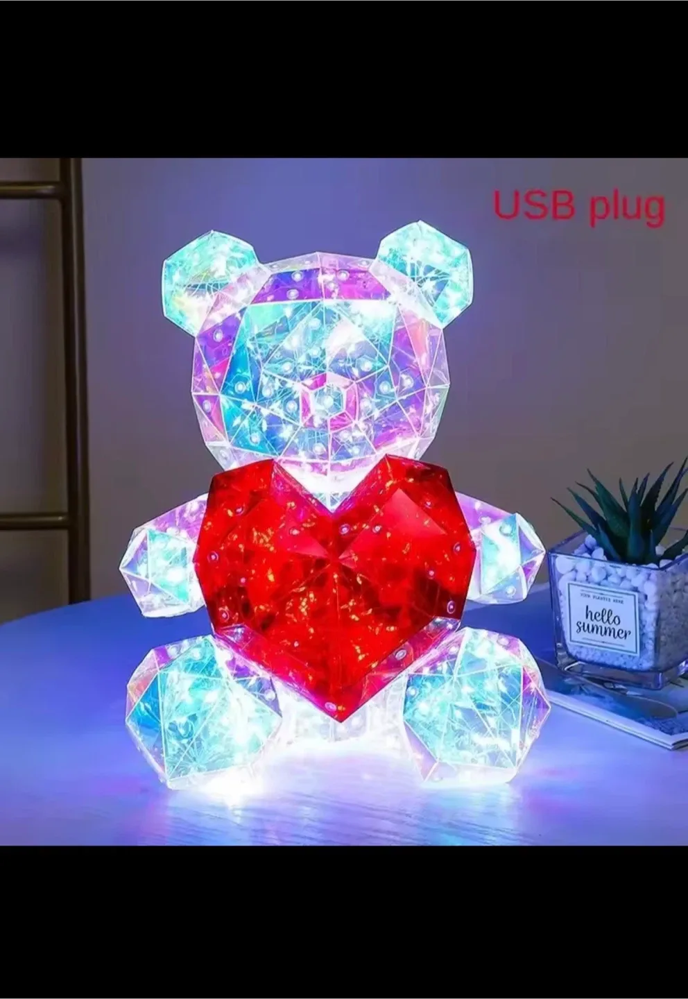 New with box-Crystal Bear LED Night Light  for Xmas gift