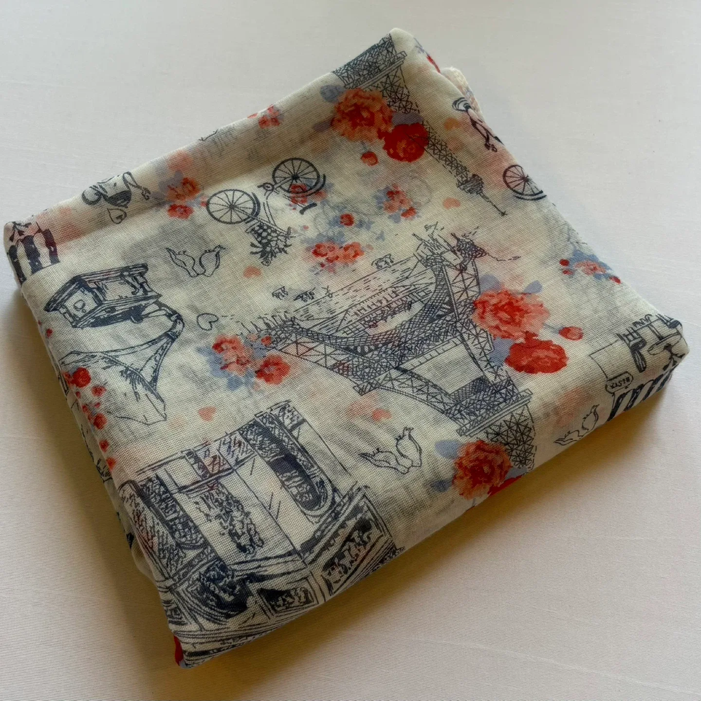 MyStyle Paris Blue Coral Floral Print Lightweight Infinity Scarf image indicator(5)