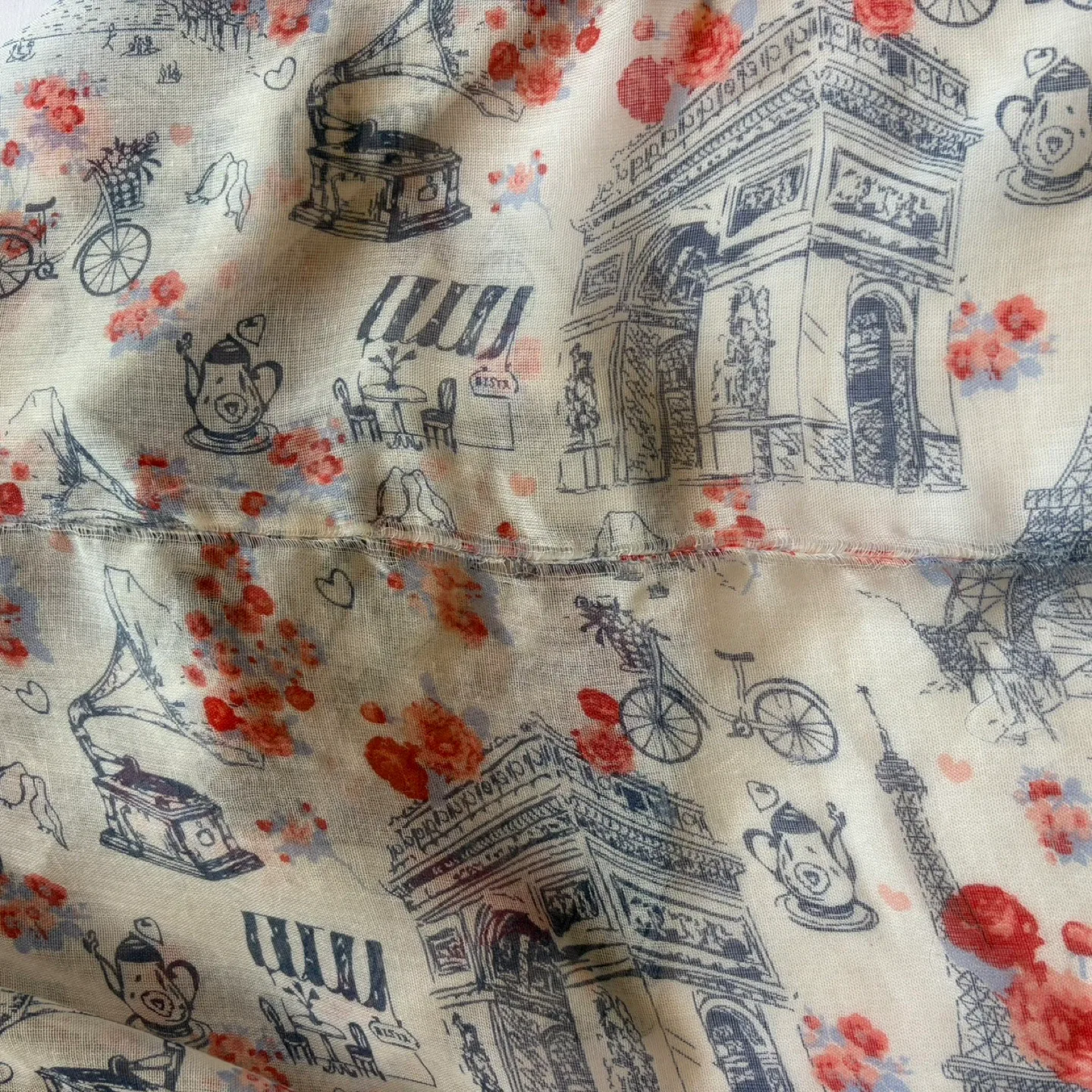 MyStyle Paris Blue Coral Floral Print Lightweight Infinity Scarf image indicator(6)