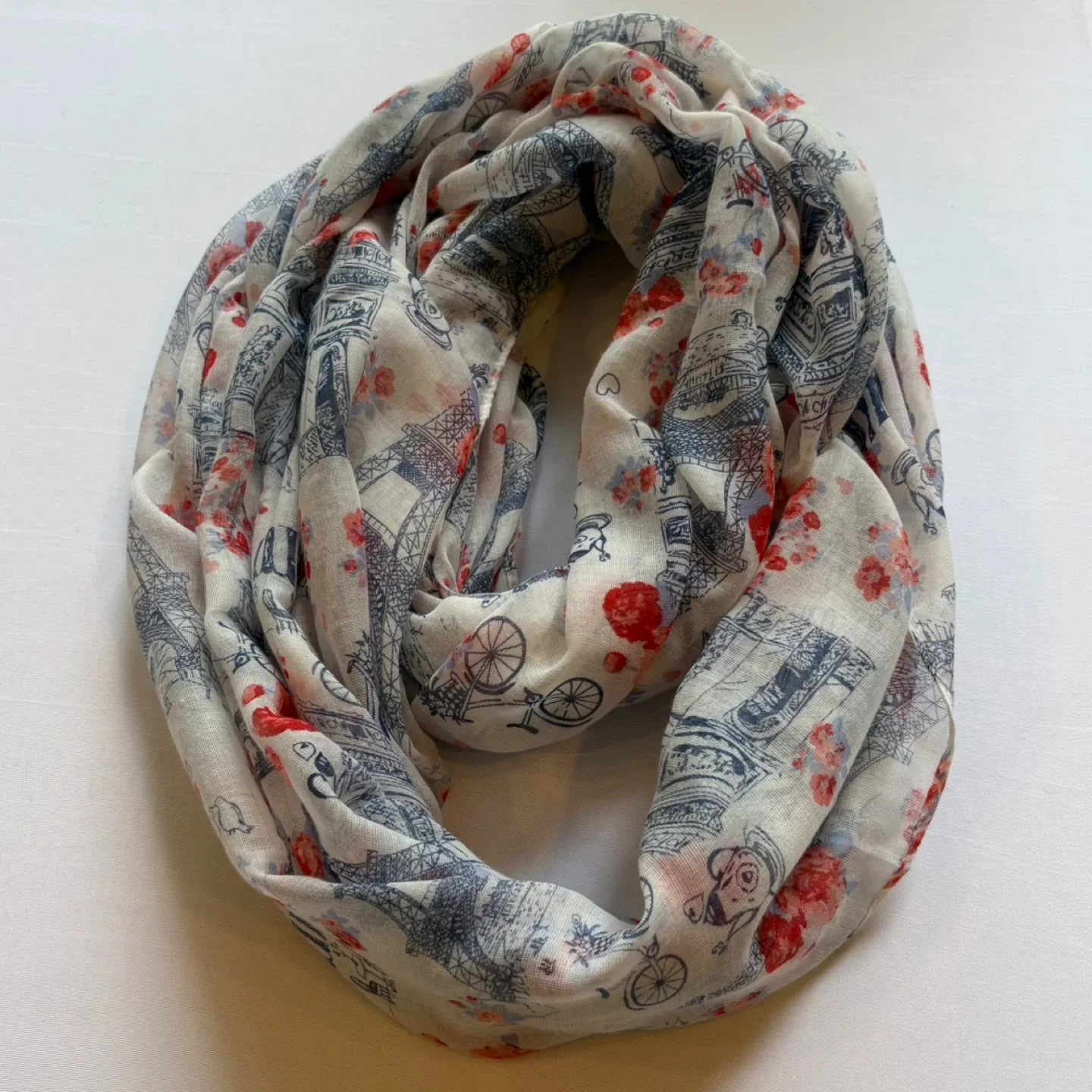 MyStyle Paris Blue Coral Floral Print Lightweight Infinity Scarf image indicator(7)