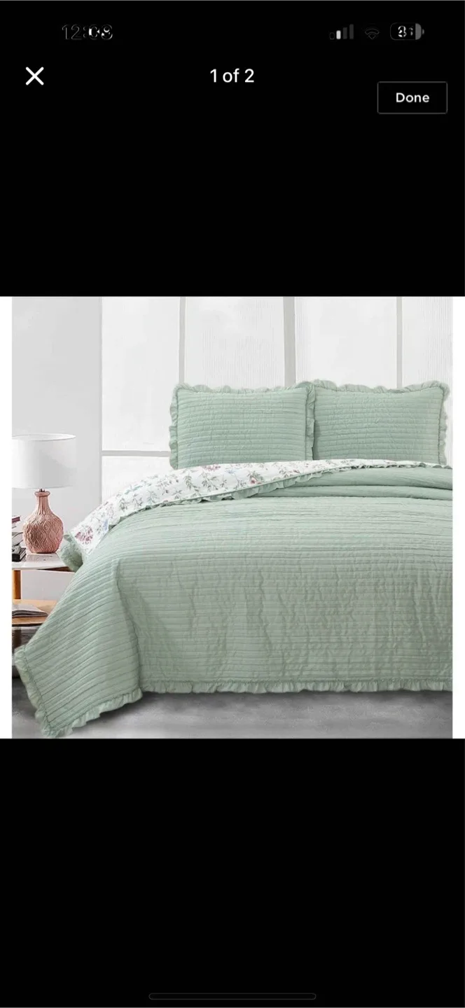 Twin Quilt Set.Pre washed crinkle quilt. image indicator(2)