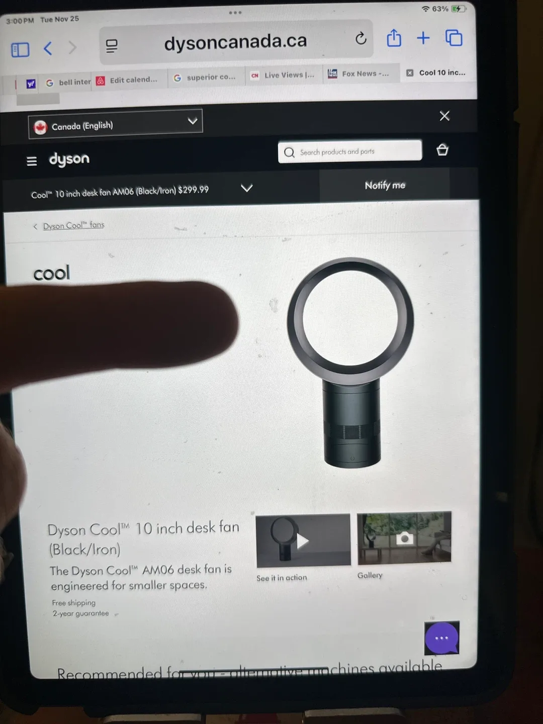 Dyson Cool AM06 10" Desk Fan (Black/Iron) image indicator(3)