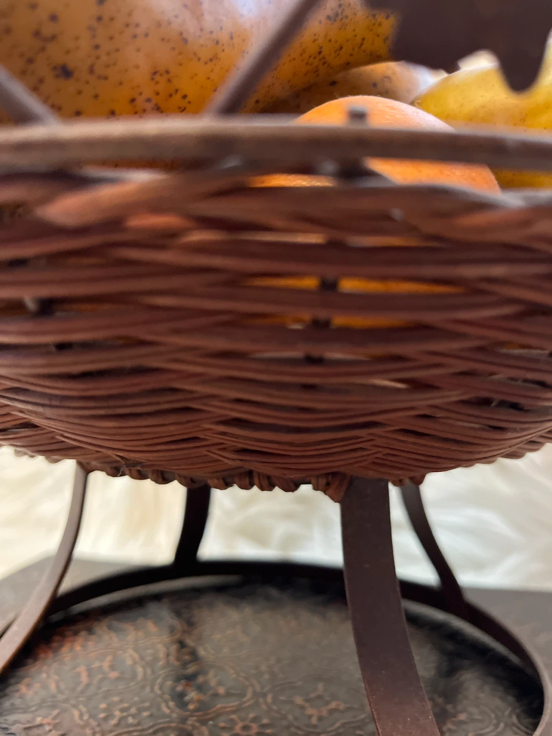 Decorative Fruit Bowl (wicker/metal) with Faux Fruit - photo 3