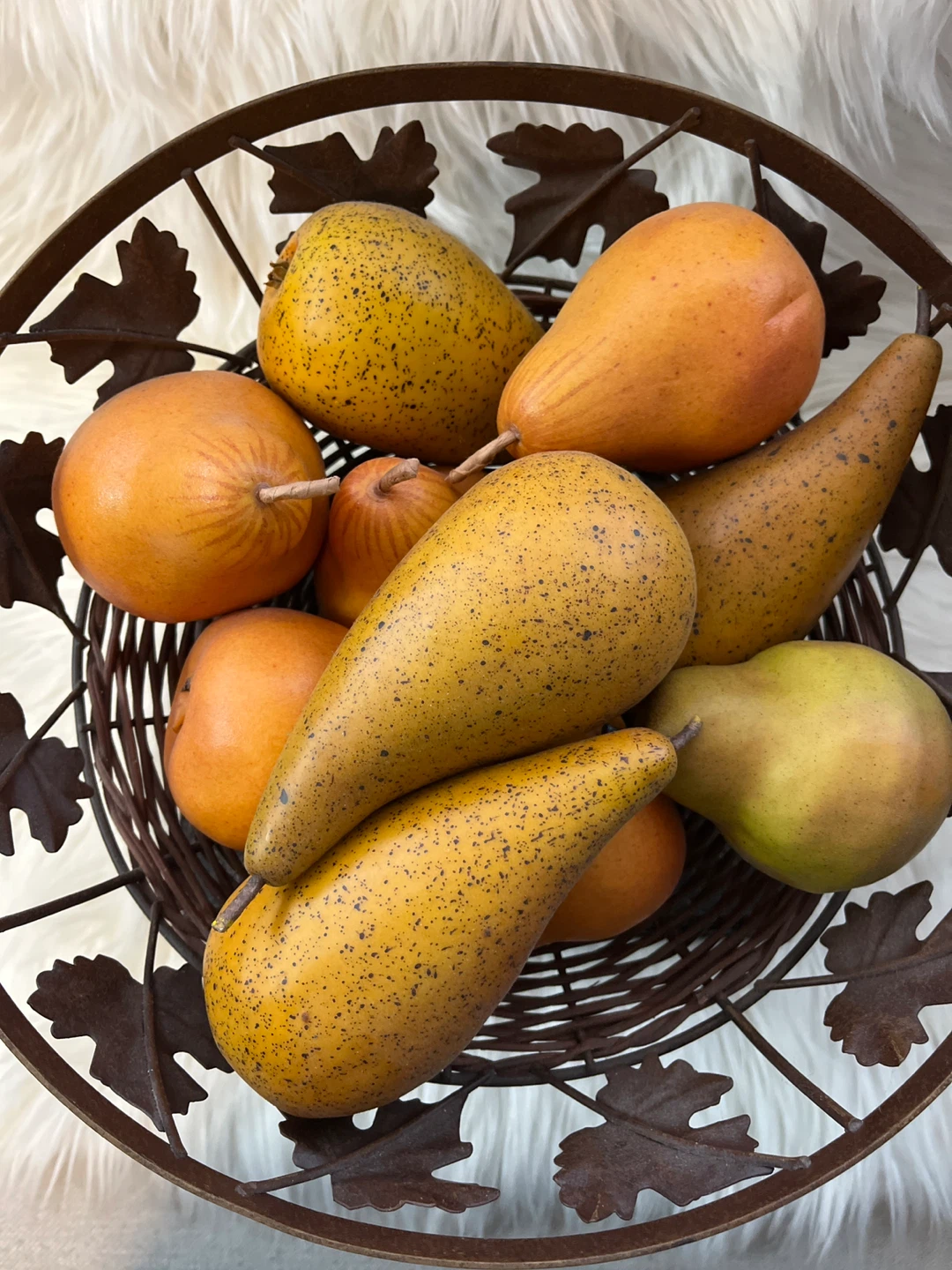 Decorative Fruit Bowl (wicker/metal) with Faux Fruit - photo 2