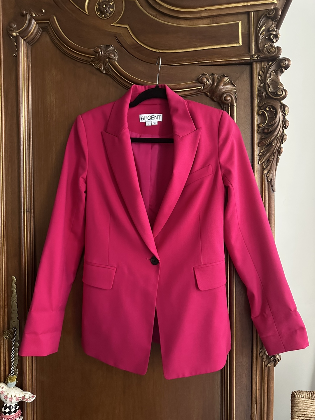 Argent Hot Pink Seasonless Wool Blazer Size 4 Retail $395