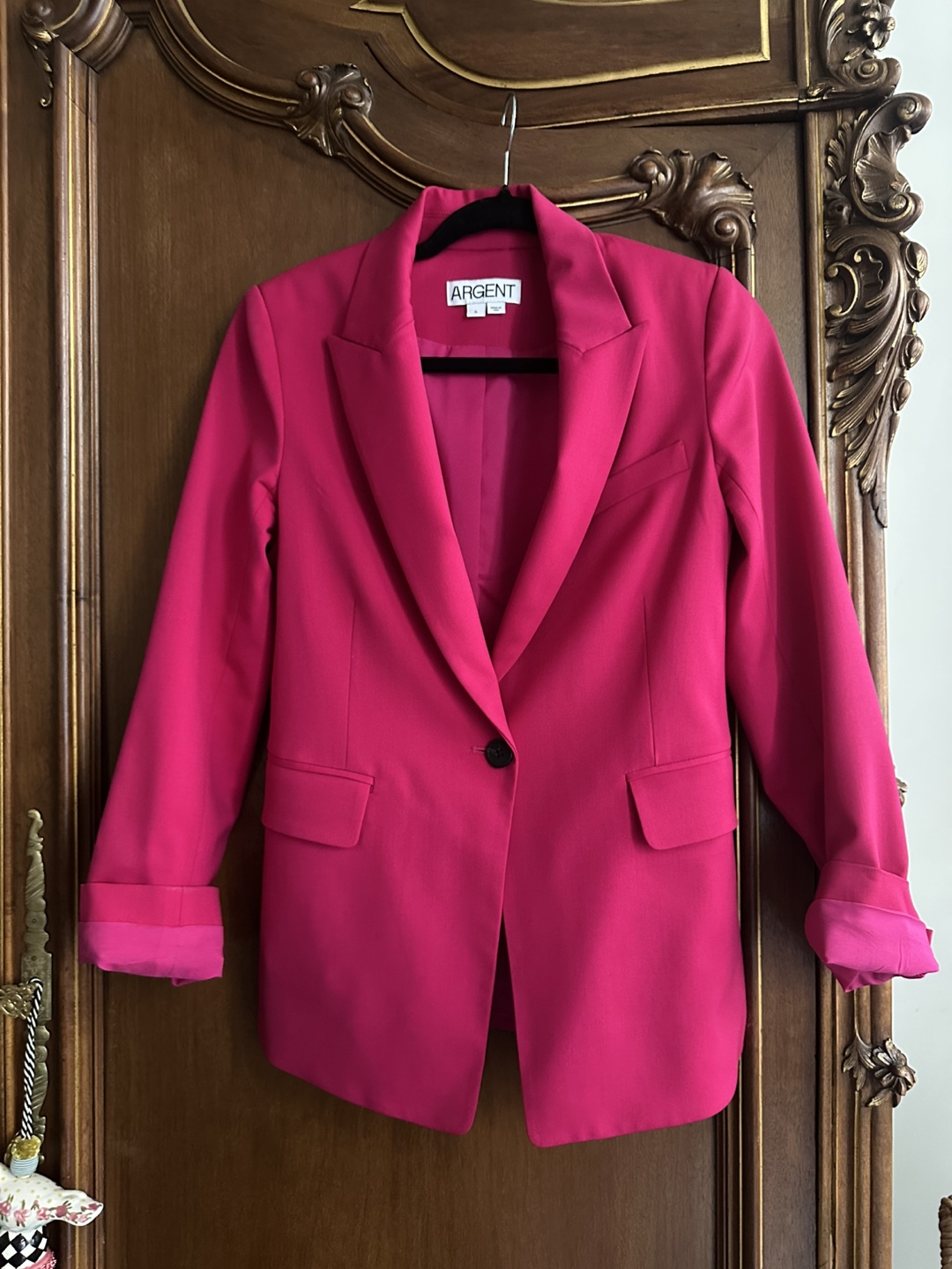 Argent Hot Pink Seasonless Wool Blazer Size 4 Retail $395 - photo 2