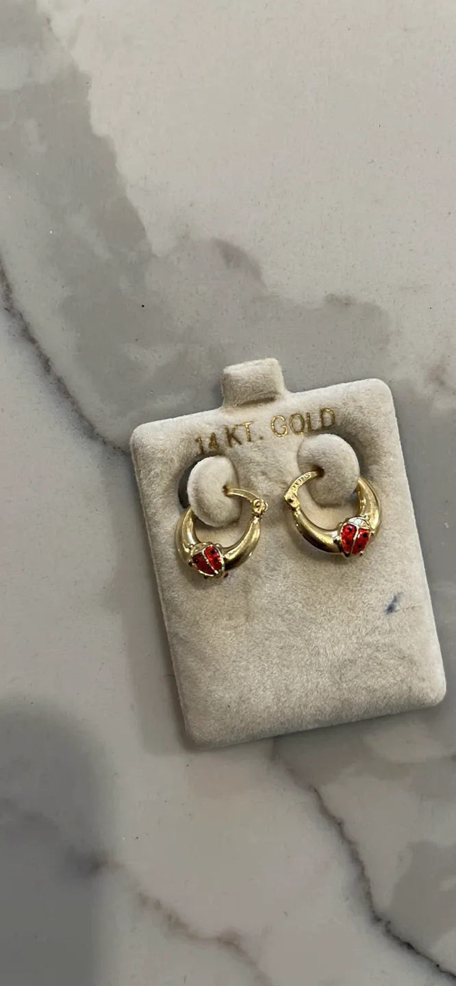 14KT Gold Ladybug Earrings