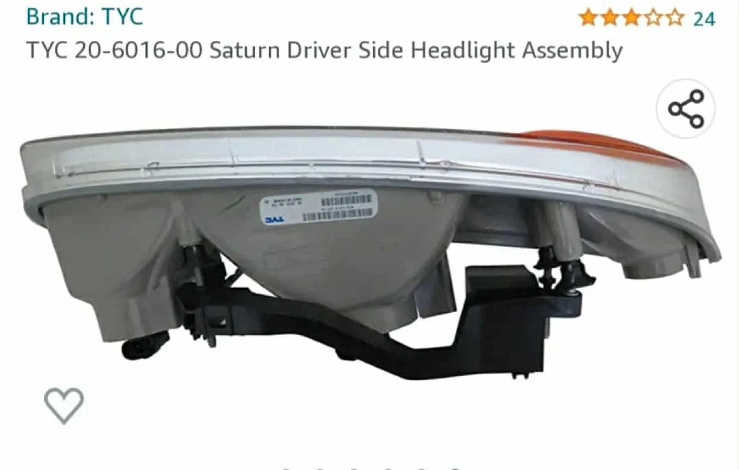 TYC 20-6016-00-1N Saturn Driver Side Headlight Assembly image indicator(3)