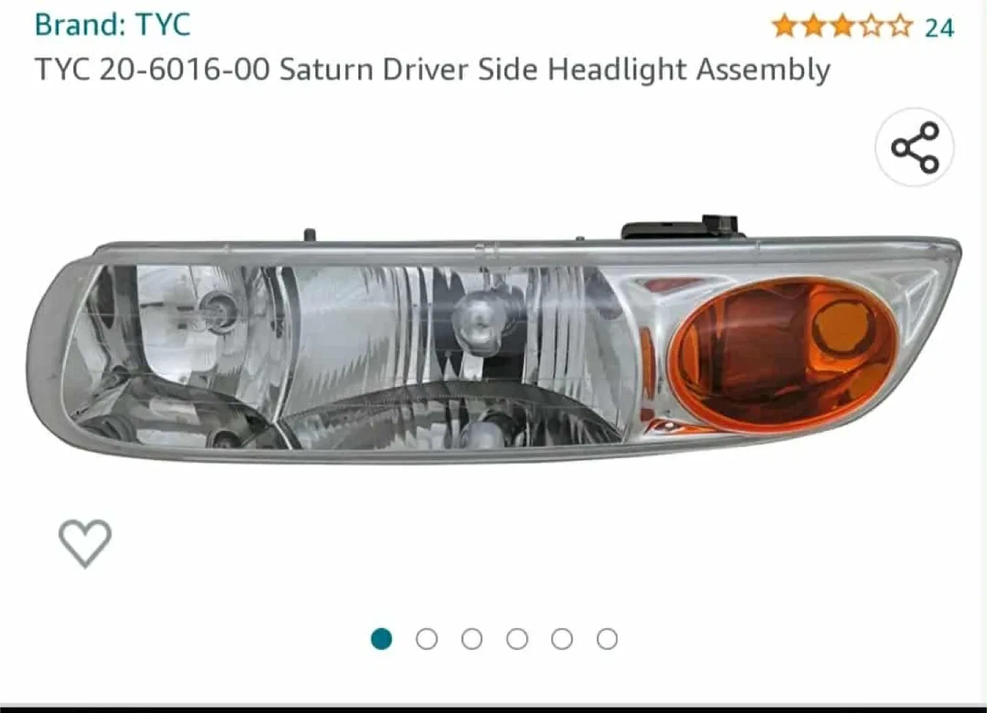 TYC 20-6016-00-1N Saturn Driver Side Headlight Assembly