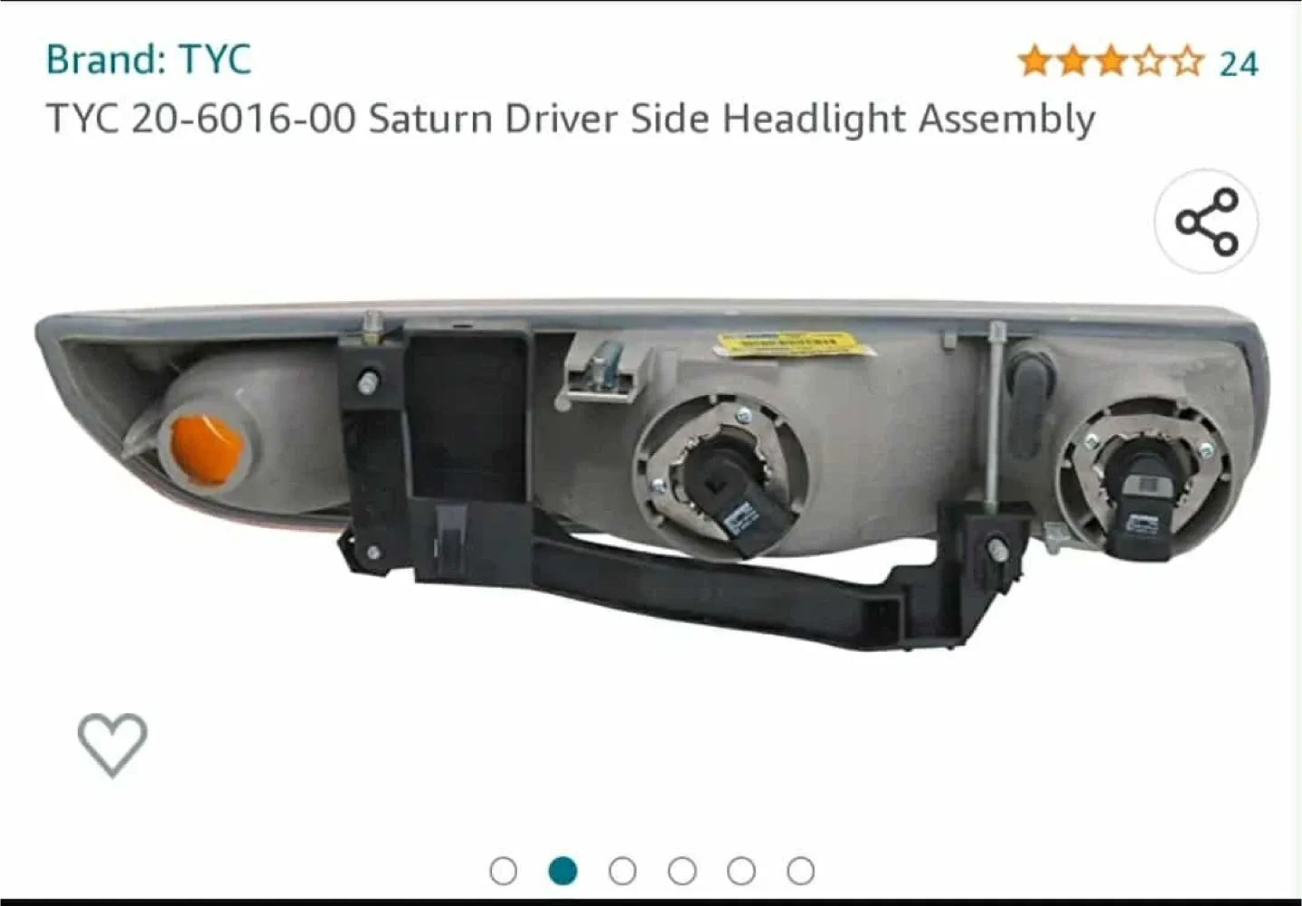 TYC 20-6016-00-1N Saturn Driver Side Headlight Assembly image indicator(2)