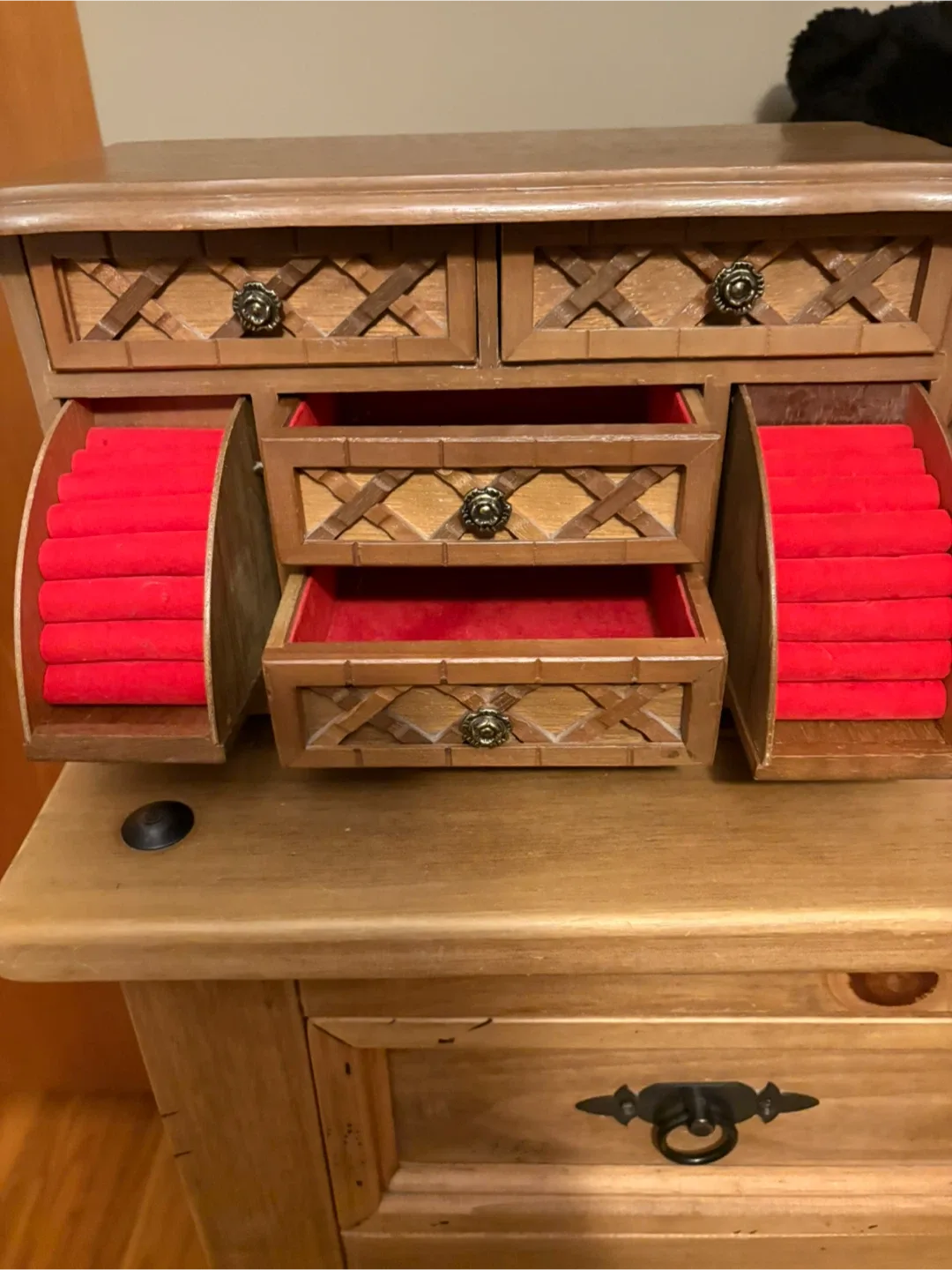 Vintage Wooden Jewelry Box with Drawers image indicator(3)