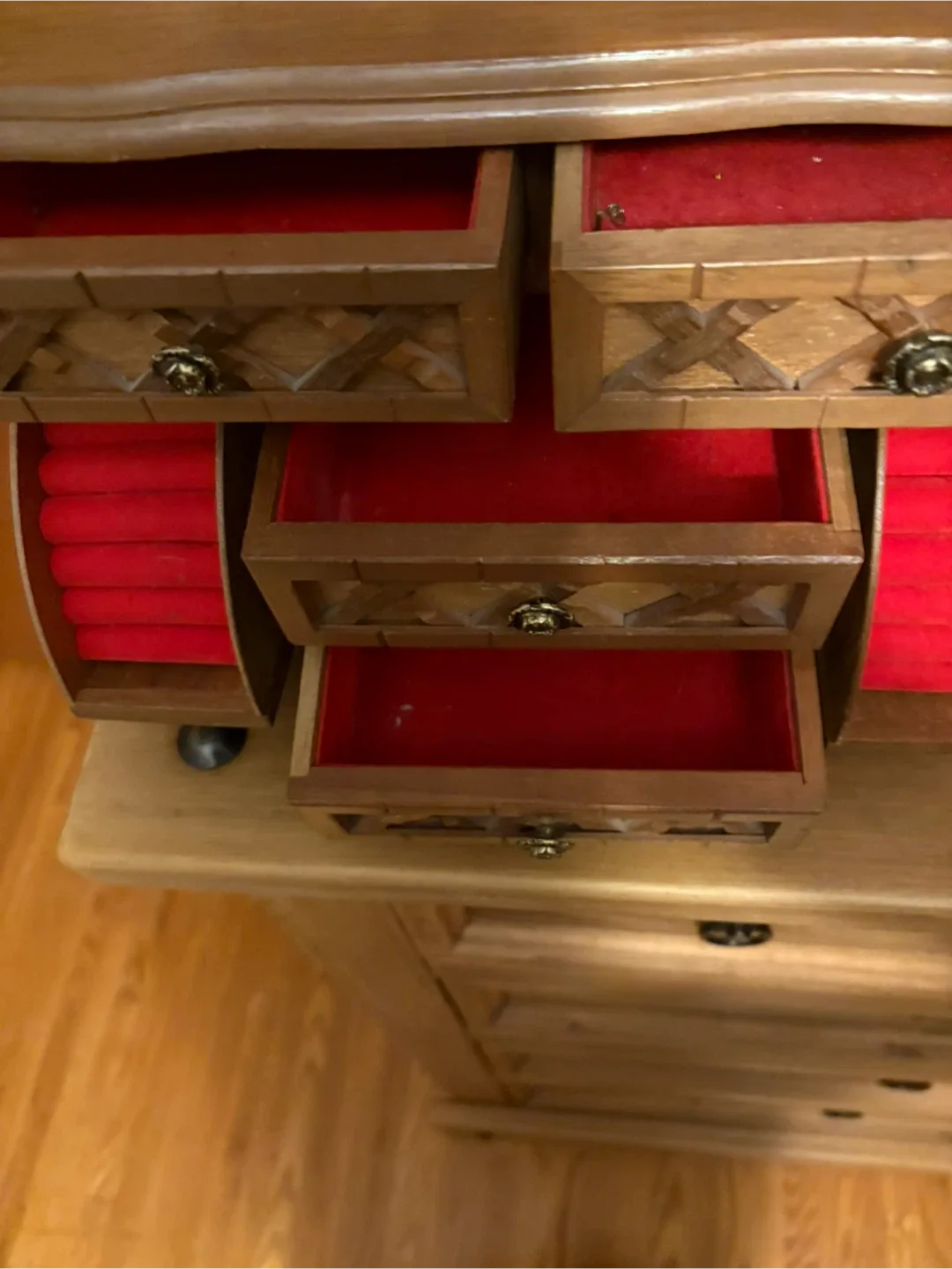 Vintage Wooden Jewelry Box with Drawers image indicator(5)