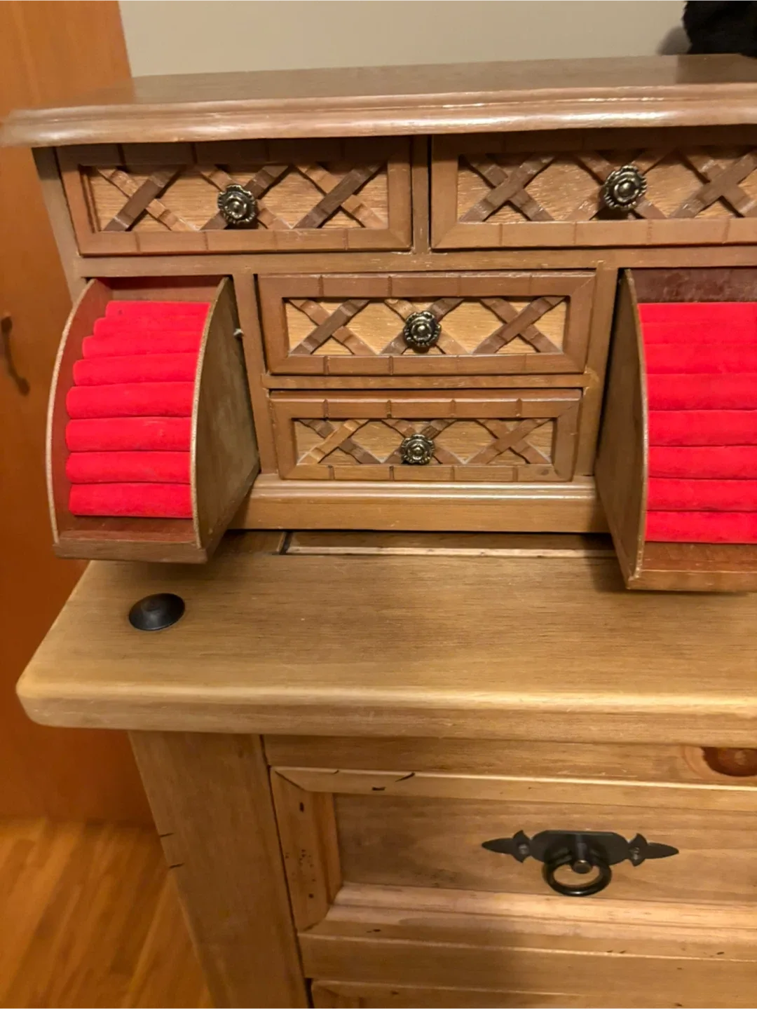 Vintage Wooden Jewelry Box with Drawers image indicator(2)