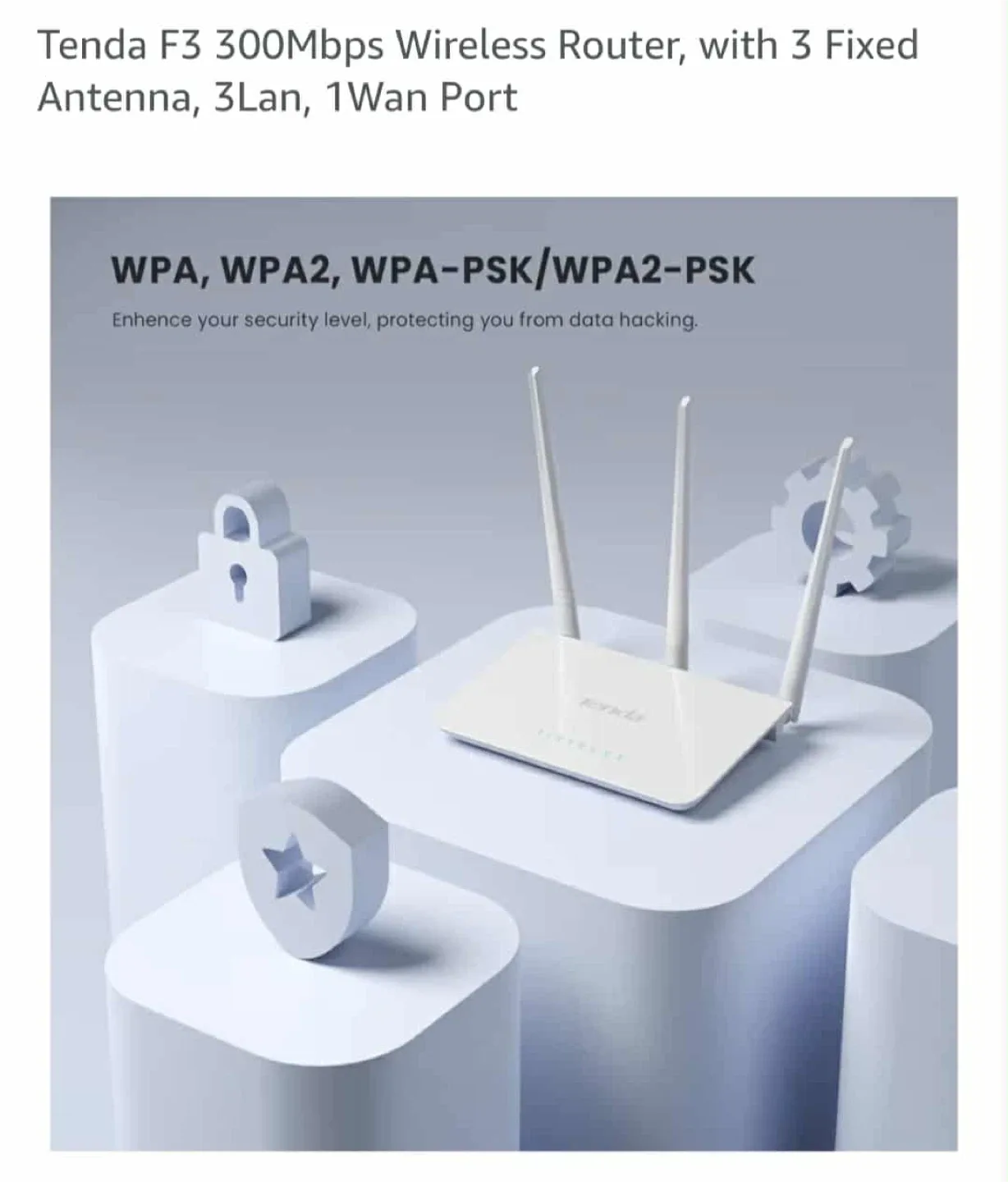 Tenda F3 300Mbps Wireless Router, with 3 Fixed Antenna, 3Lan image indicator(4)