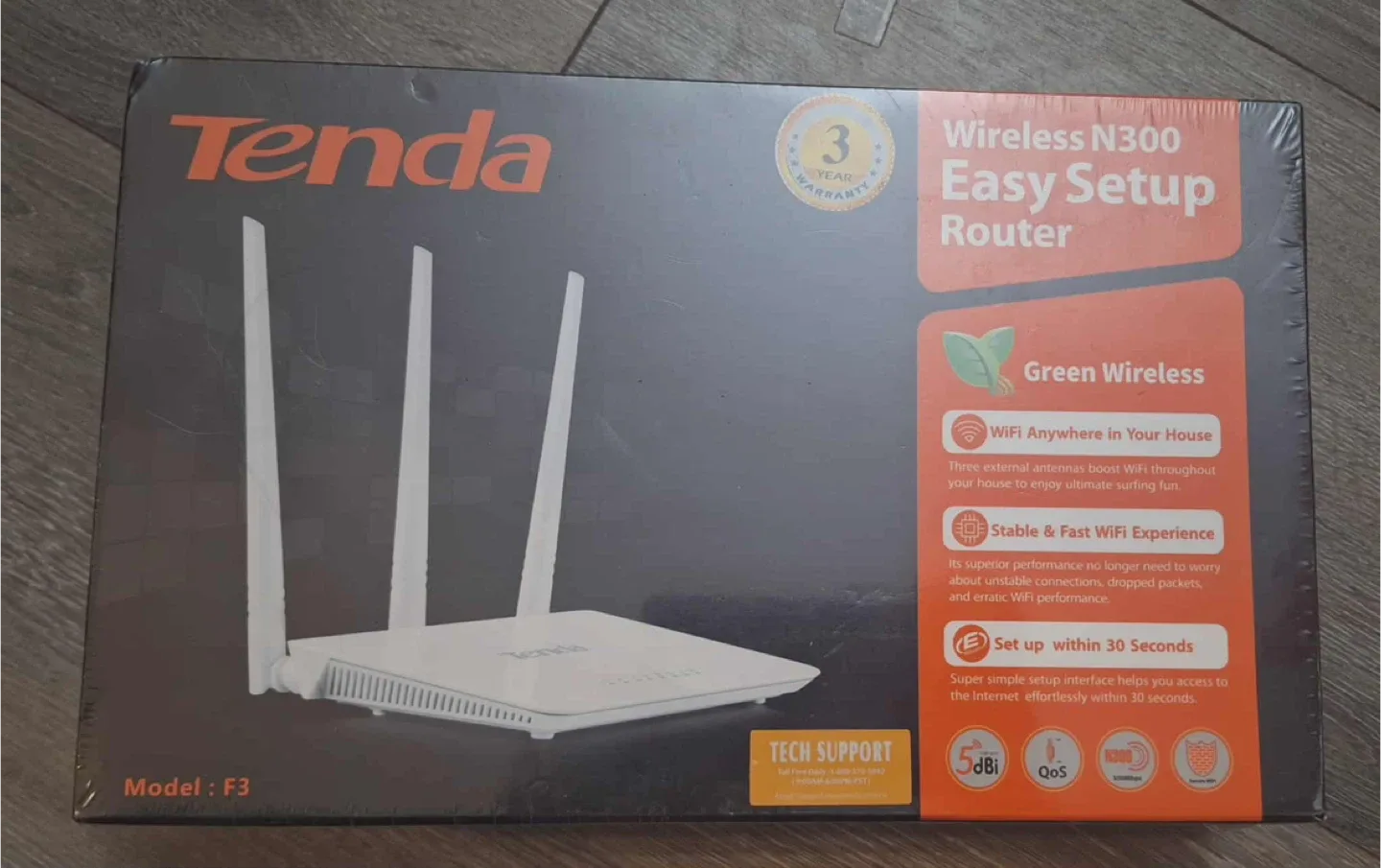 Tenda F3 300Mbps Wireless Router, with 3 Fixed Antenna, 3Lan image indicator(9)
