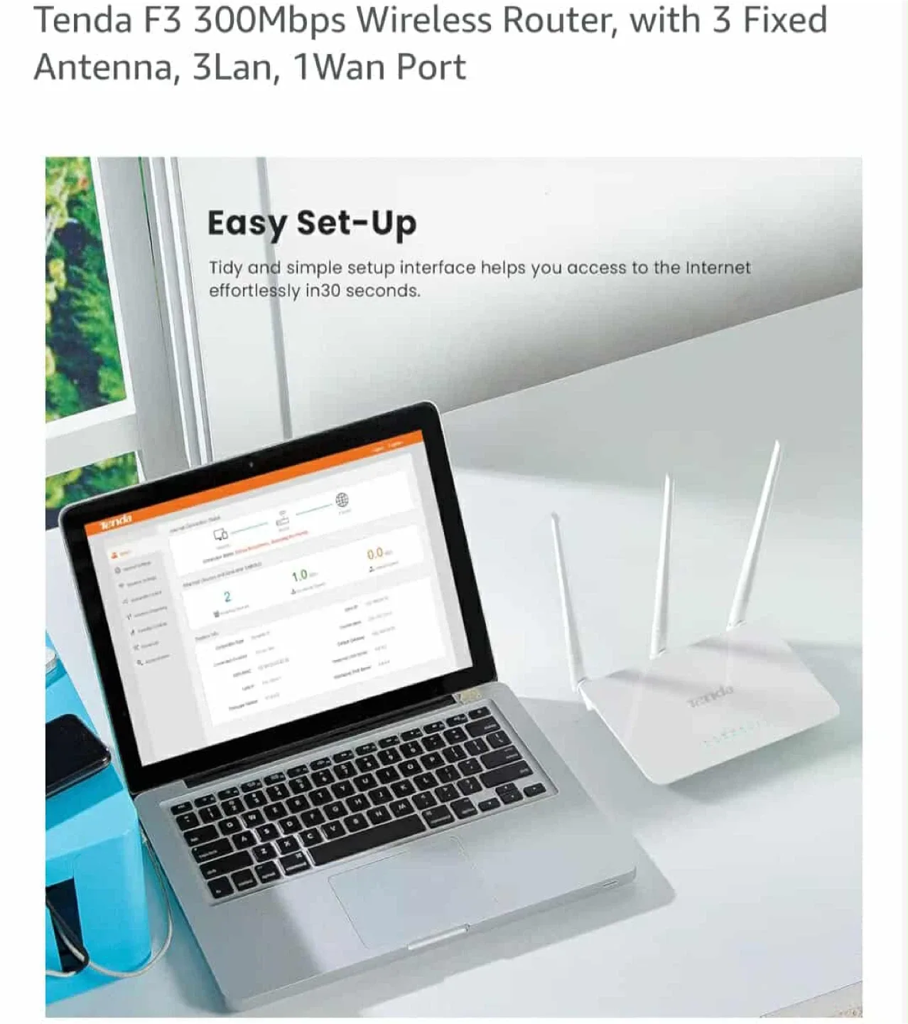 Tenda F3 300Mbps Wireless Router, with 3 Fixed Antenna, 3Lan image indicator(8)