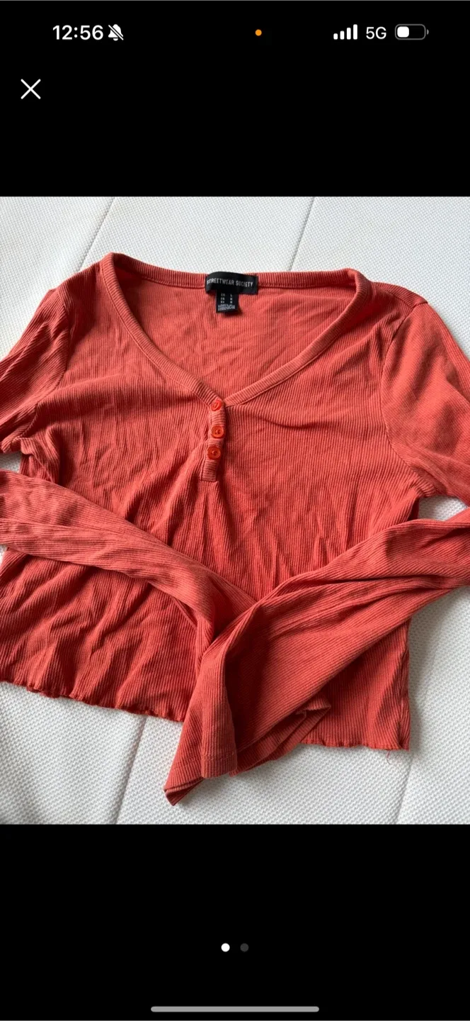 Streetwear Society Ribbed Long Sleeve Top - Size S