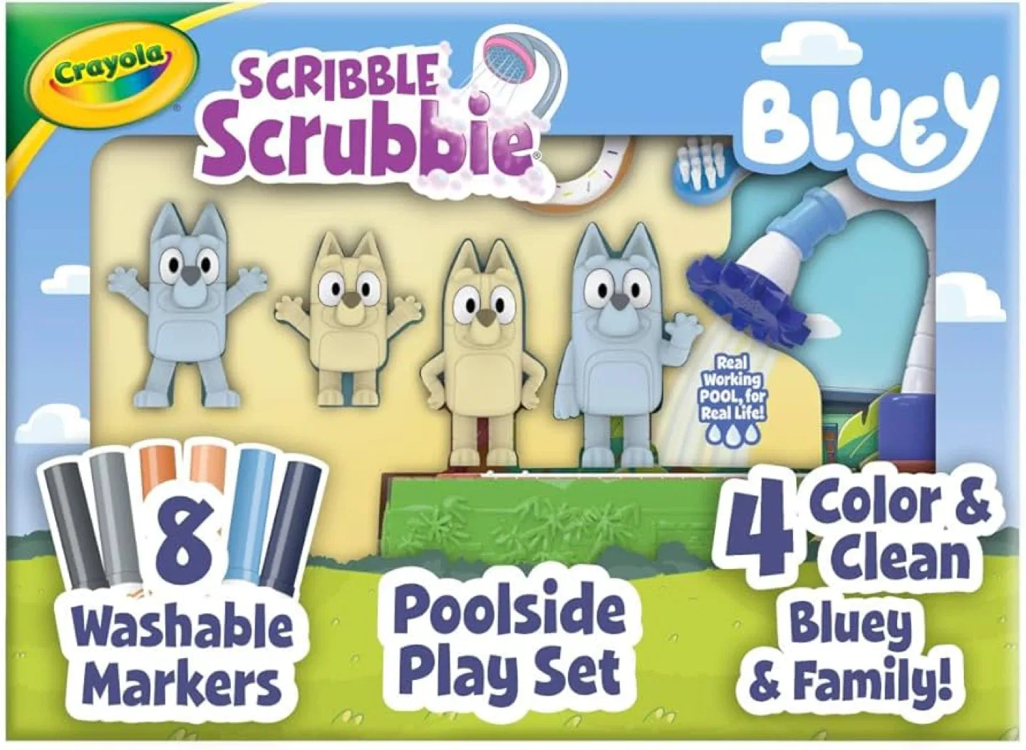 Crayola Scribble Scrubbie Bluey Poolside Playset - New!