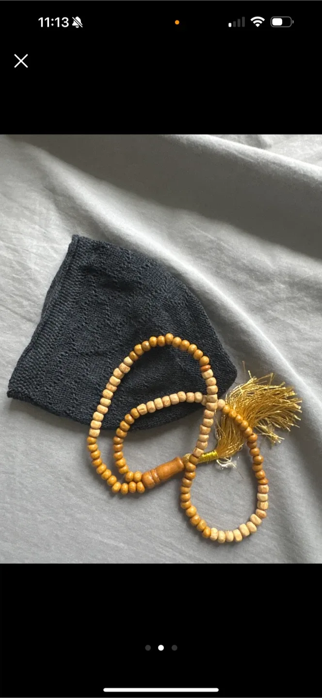 Prayer Beads and Knitted Kufi