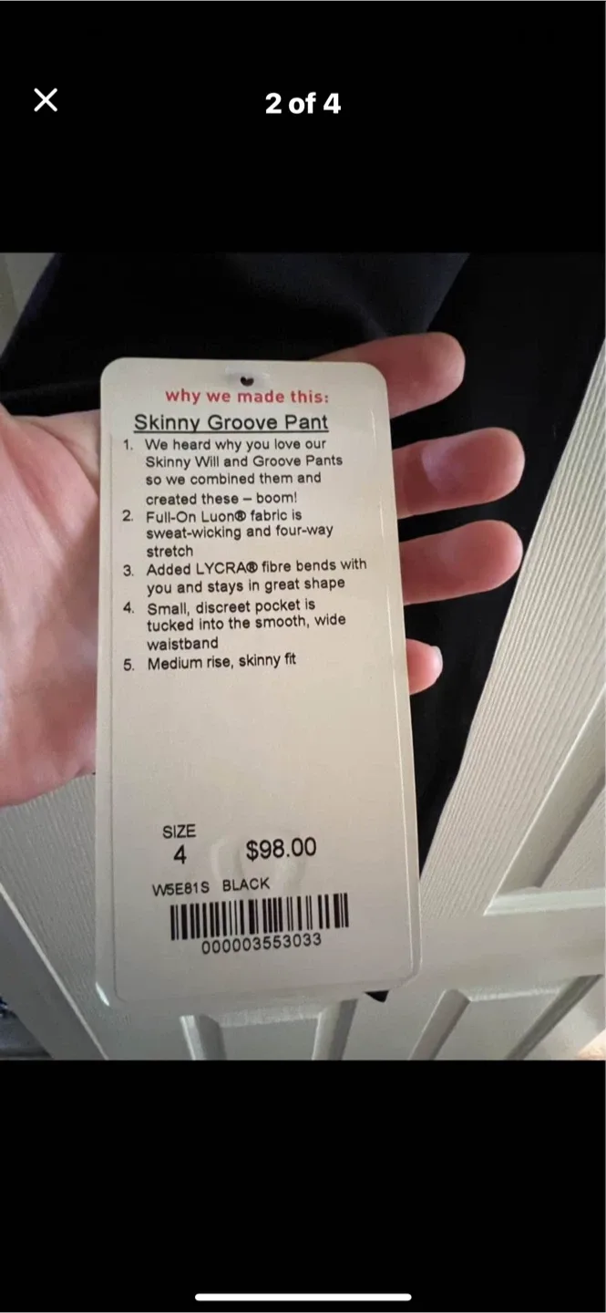 Lululemon Skinny Groove Pant - Size 4