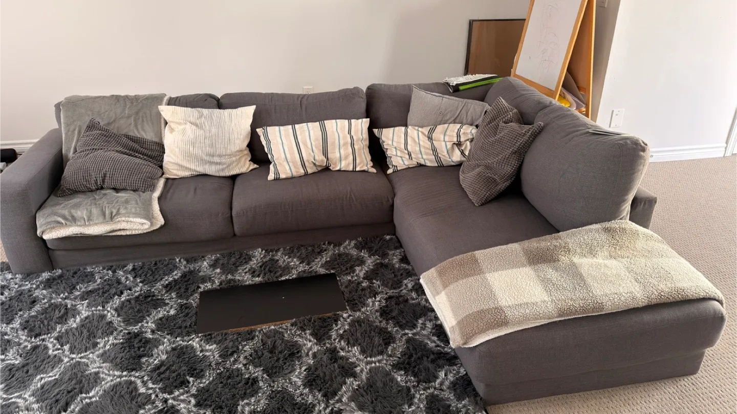 Grey Sectional Sofa - Some Stains