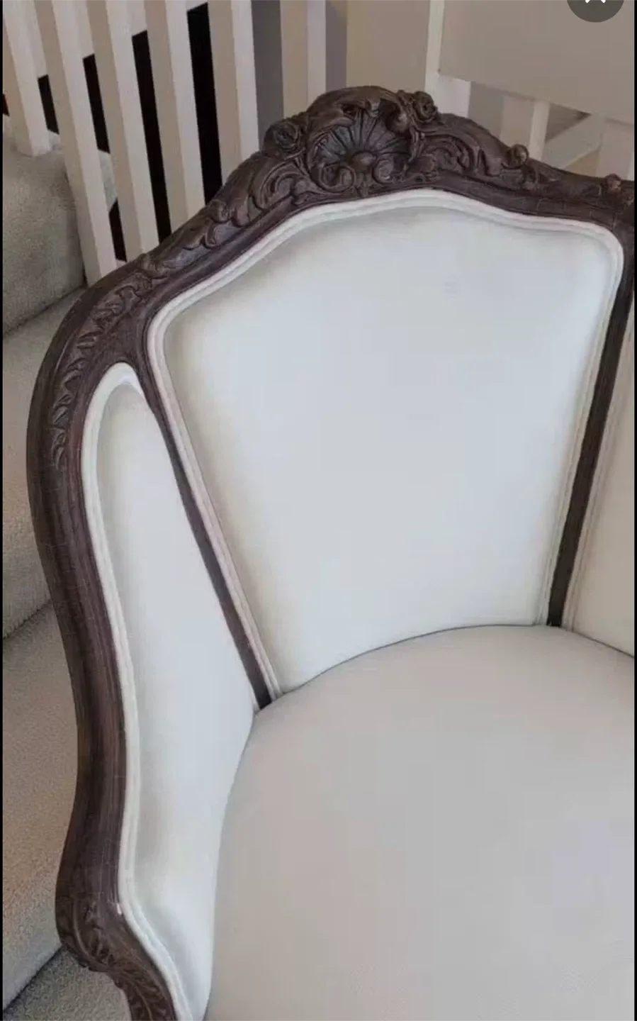 Antique Style White Armchair image indicator(2)