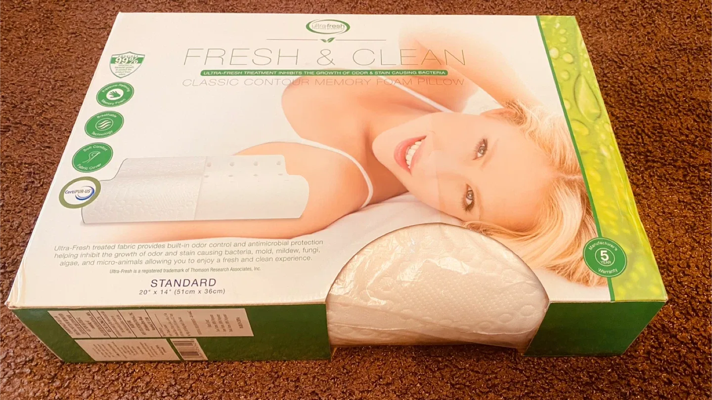 UltraFresh Classic Contour Memory Foam Pillow - New