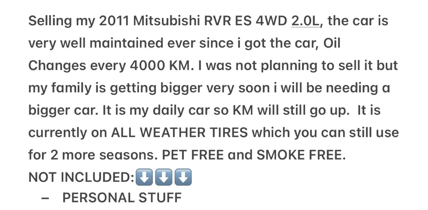 2011 Mitsubishi RVR ES 4WD 2.0L - Well Maintained