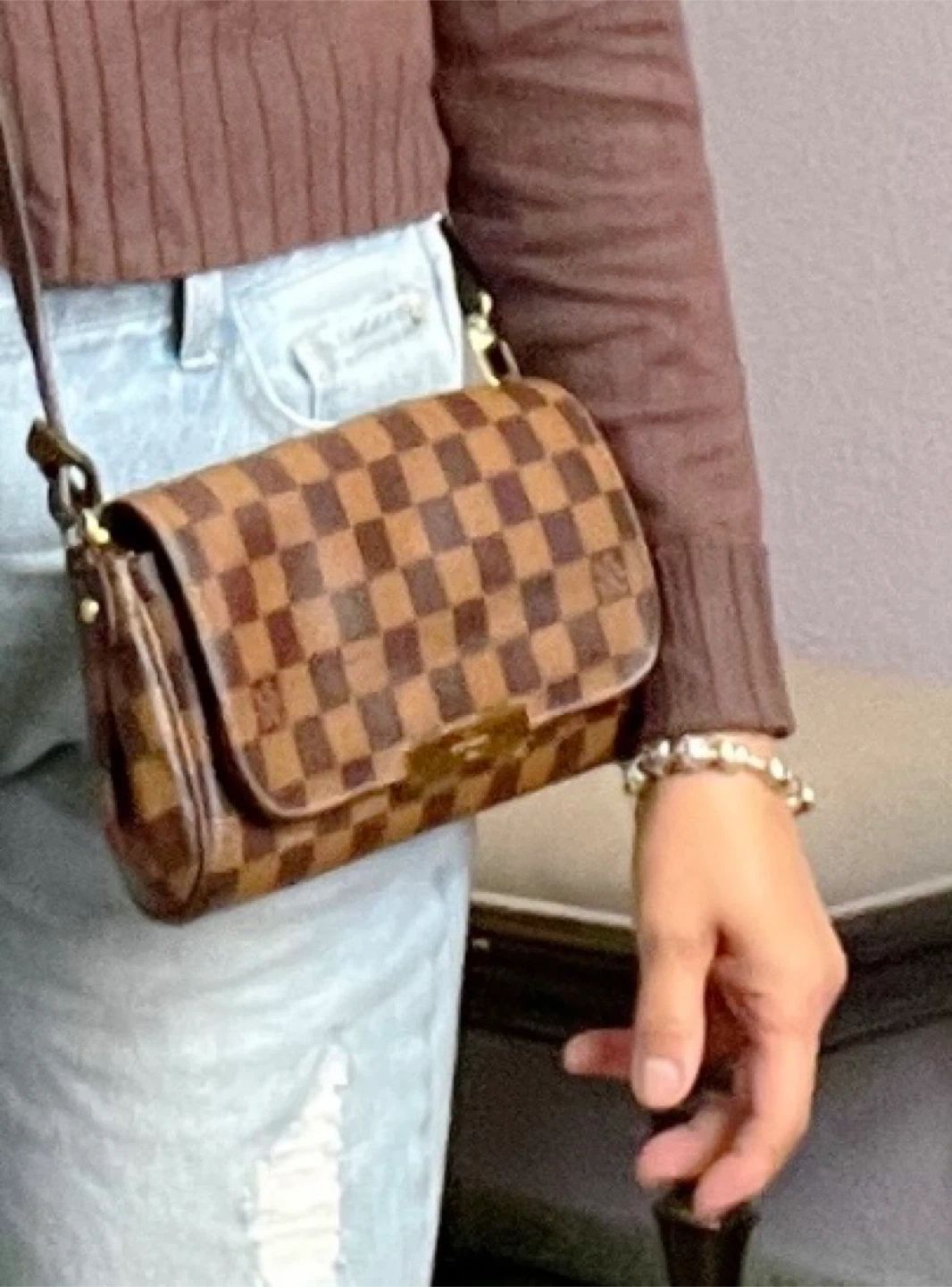 Authentic Louis Vuitton Damier Ebene  Chain Bag - photo 5