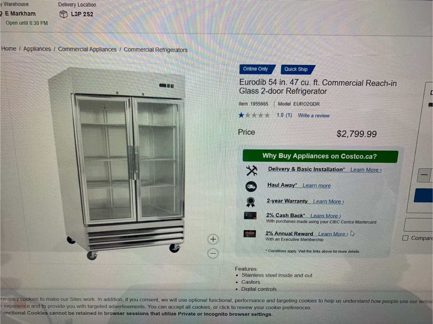 Eurodib 54 cu ft Commercial 2-Door Fridge - photo 4