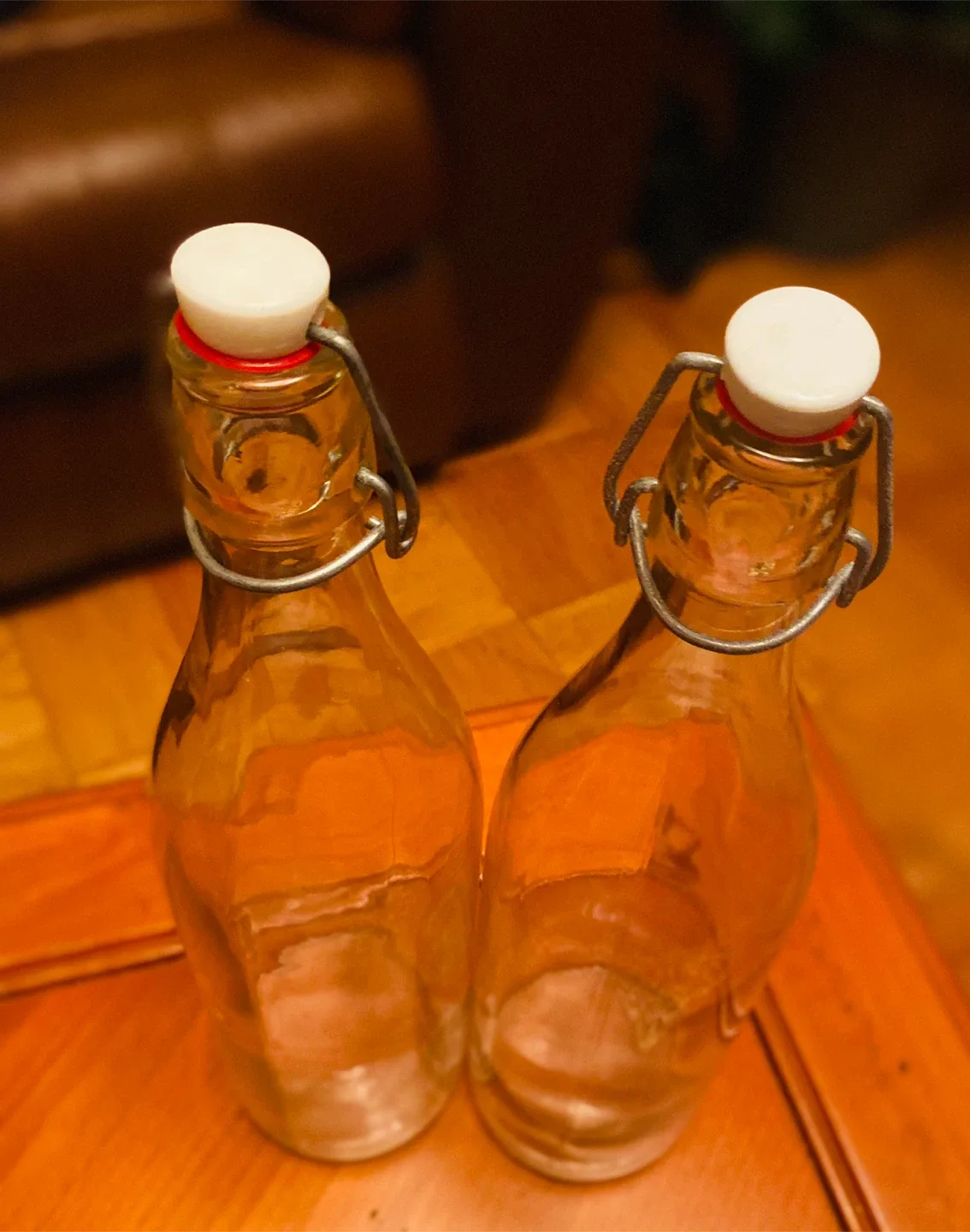 Two Glass Swing Top Bottles. 12” image indicator(2)
