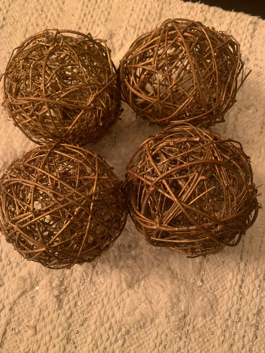 Decorative Bronze Wicker Balls (Set of 4)
