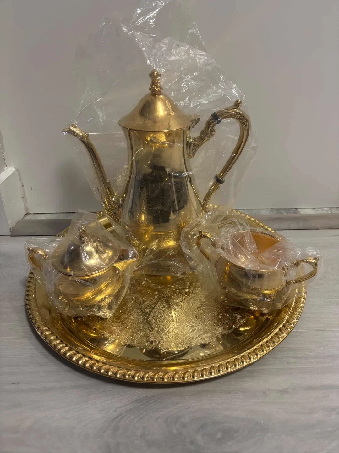 Holiday Gift Idea! 24K Gold-Plated Coffee/Tea Set – Brand New