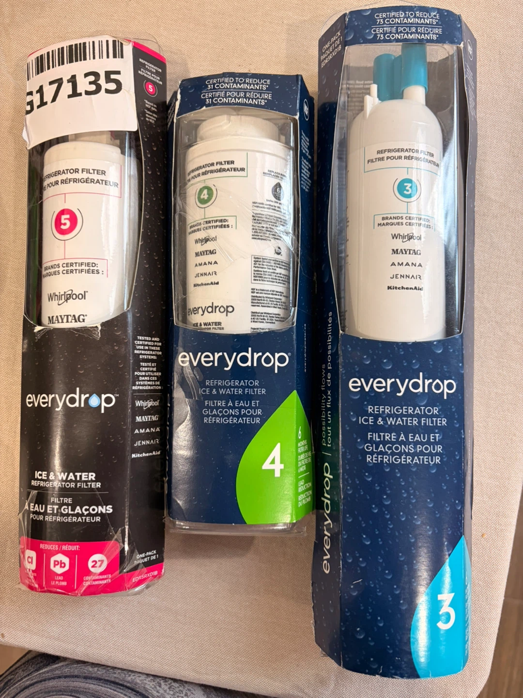 Everydrop Refrigerator Ice & Water Filter each separate