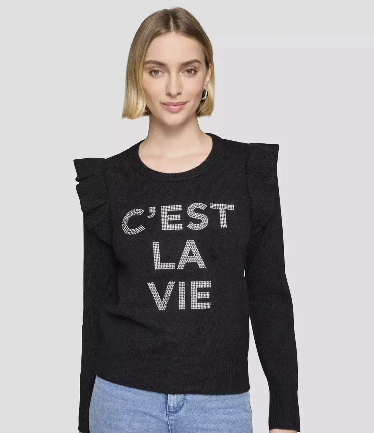 Karl Lagerfeld 'C'est La Vie' Ruffle Sweater