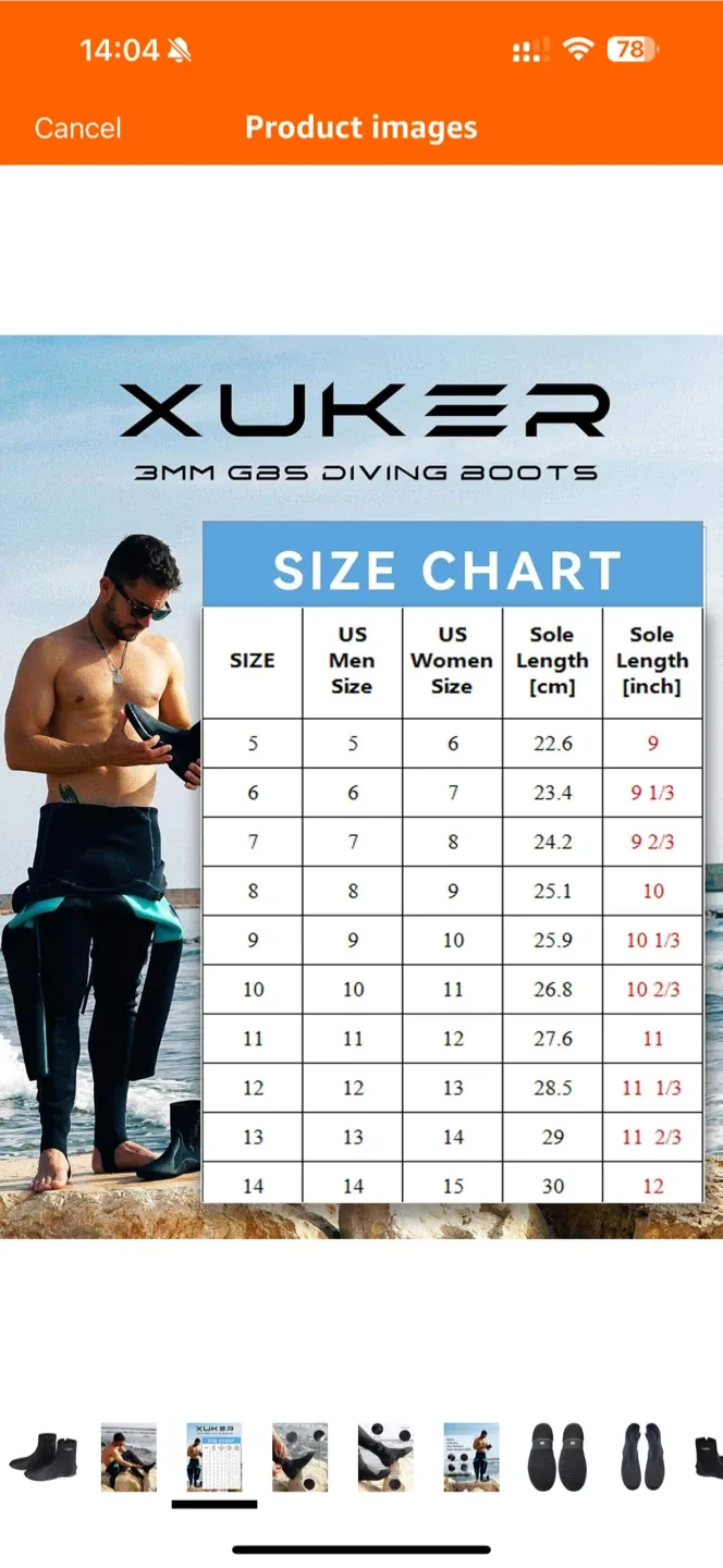 Xuker Neoprene Wetsuit Boots - Size 6 women 5 men image indicator(6)