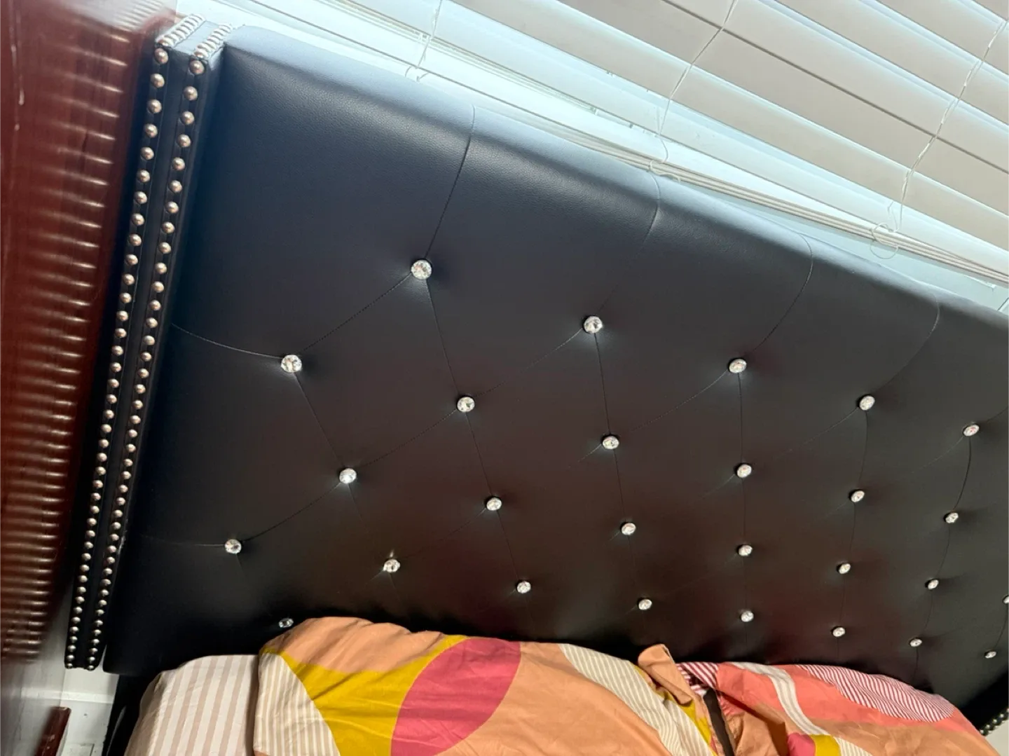 Black Bed Frame with Rhinestones