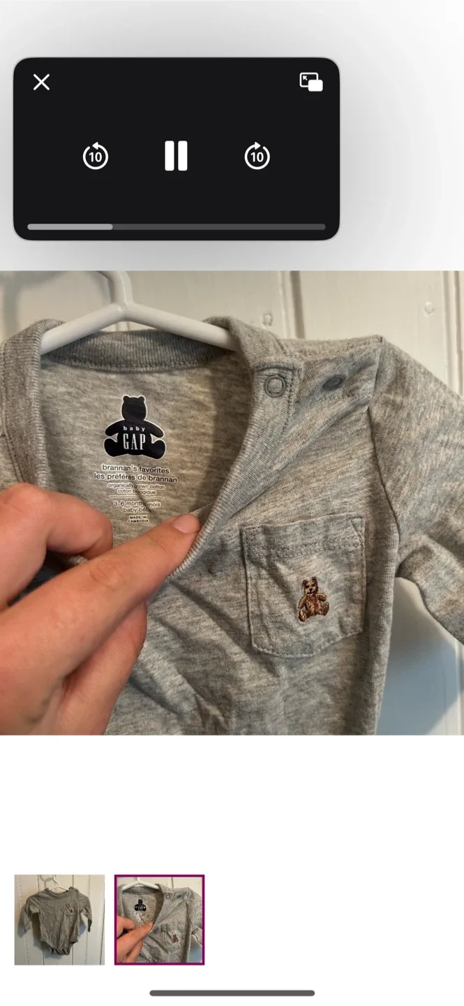 Baby Gap Grey Onesie - Size 3/6m Months image indicator(2)